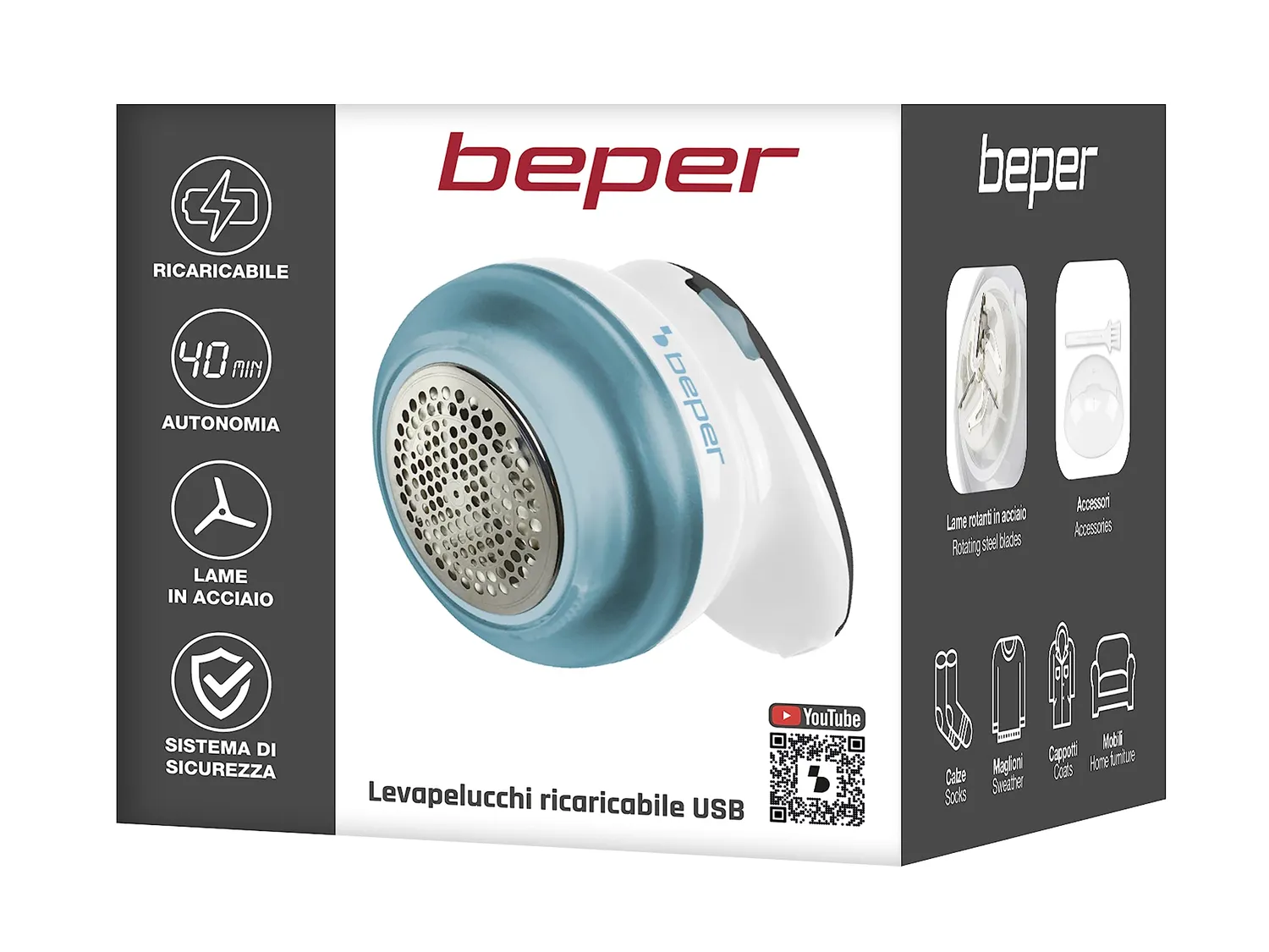 Beper 50.245 rasoir anti-bouloche USB rechargeable