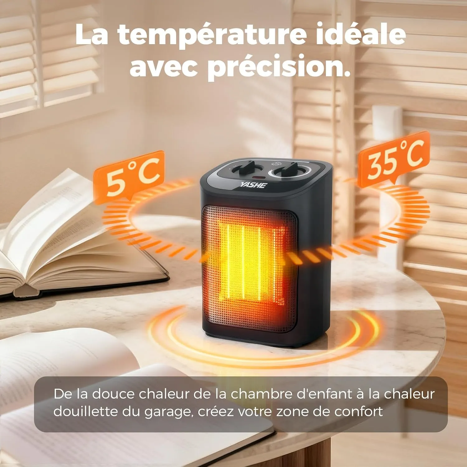 YASHE PTC 1500W radiateur céramique silencieux