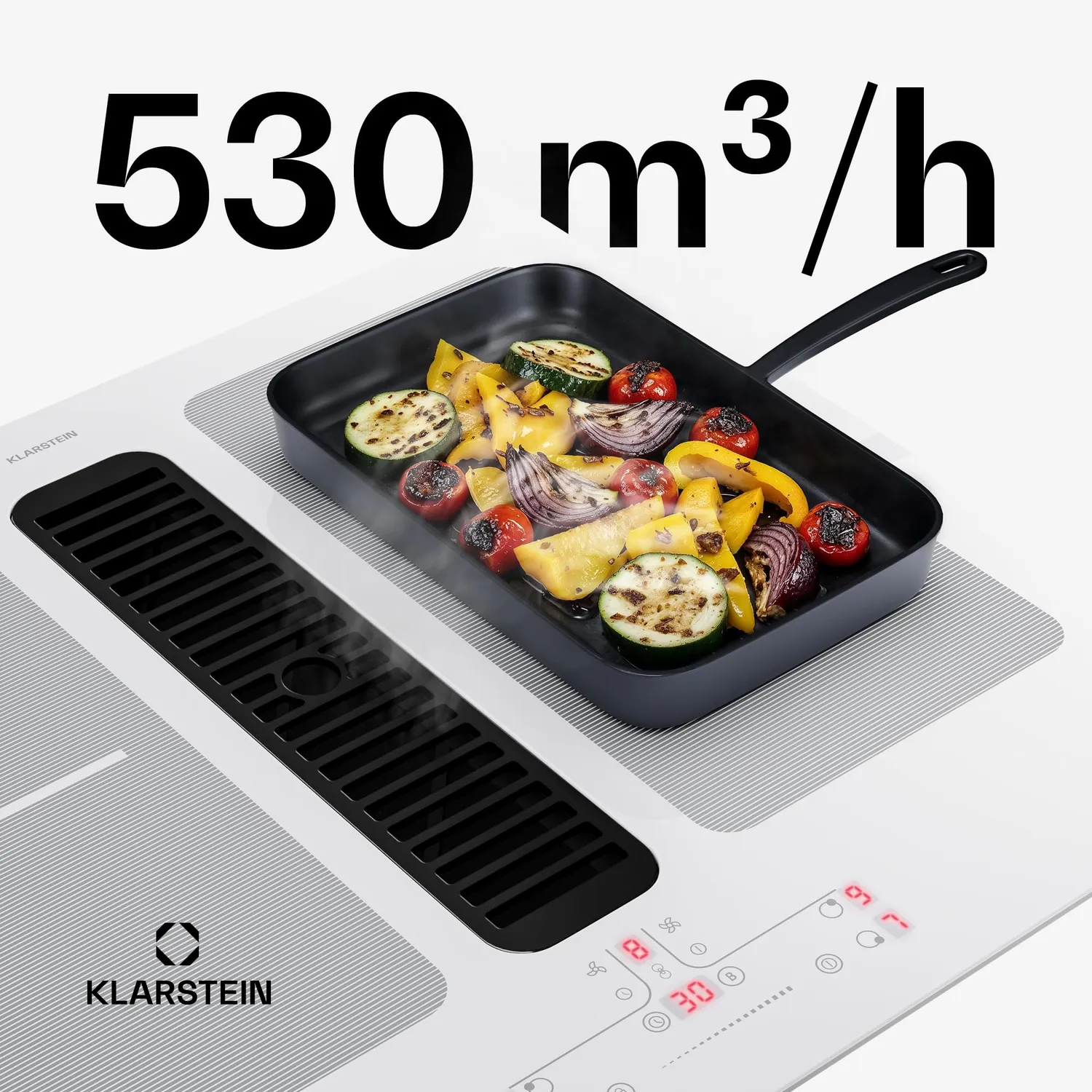 Klarstein Full House plaque induction 60 cm blanc hotte