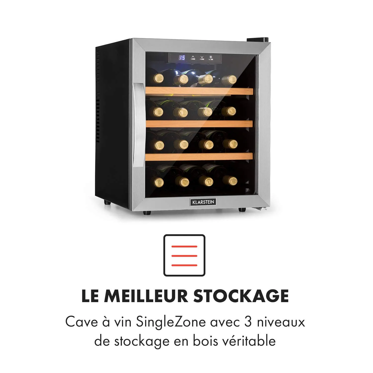 Klarstein Reserva 16 cave à vin 48L argent 16 btl
