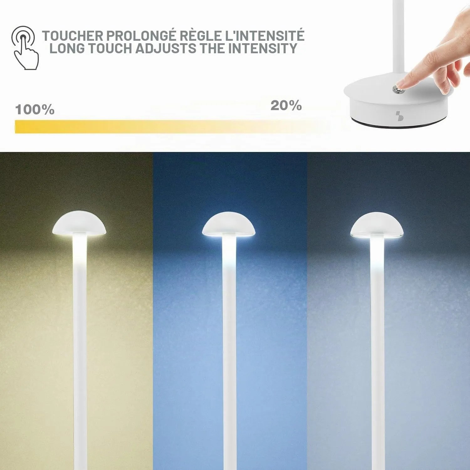 Beper P207ILI154 lampe table sans fil rechargeable USB-C