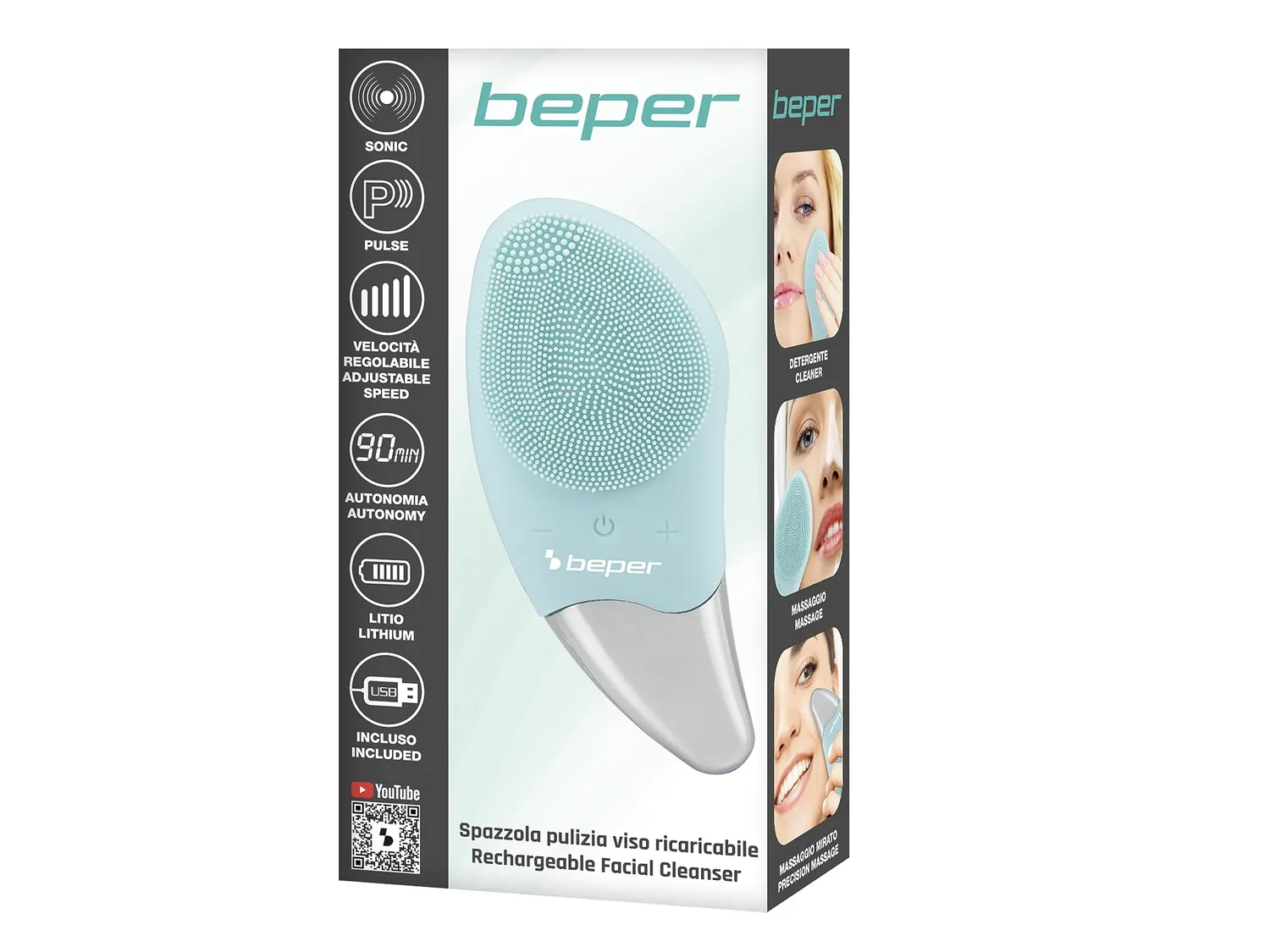 Beper P302VIS002 brosse visage sonique bleue USB