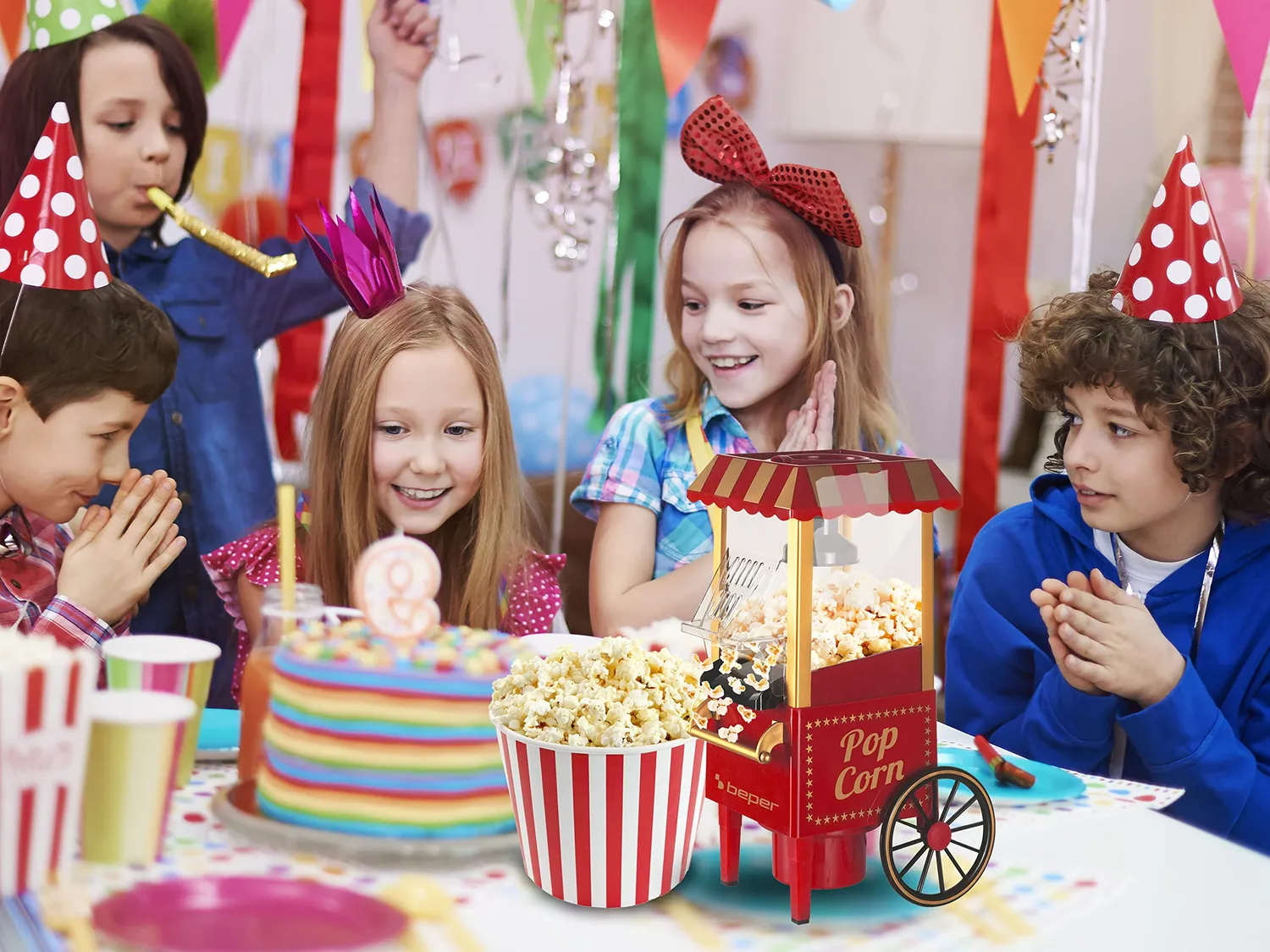 Beper BT.651Y machine à popcorn 1200 W rouge or