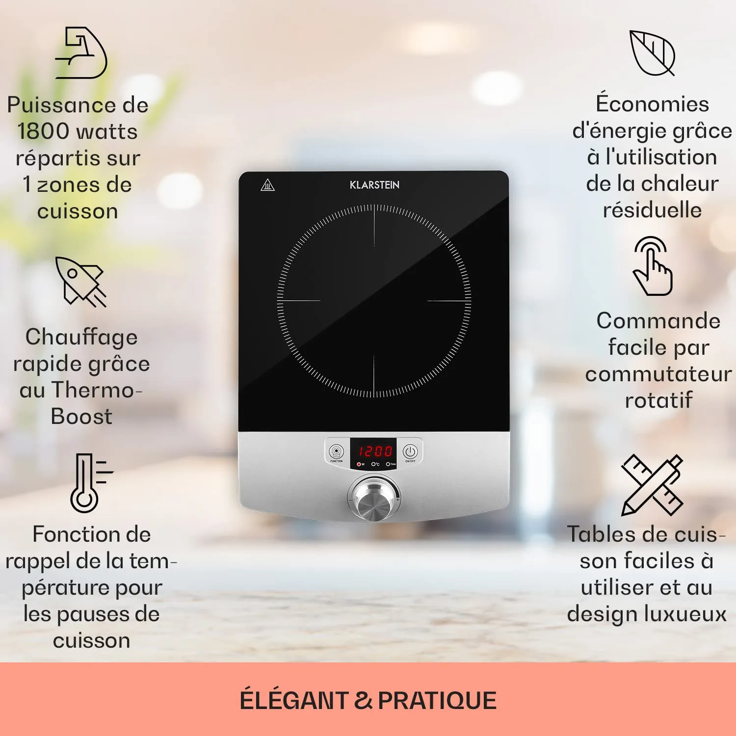 Klarstein VariCook Single plaque induction 1 feu 1800 W