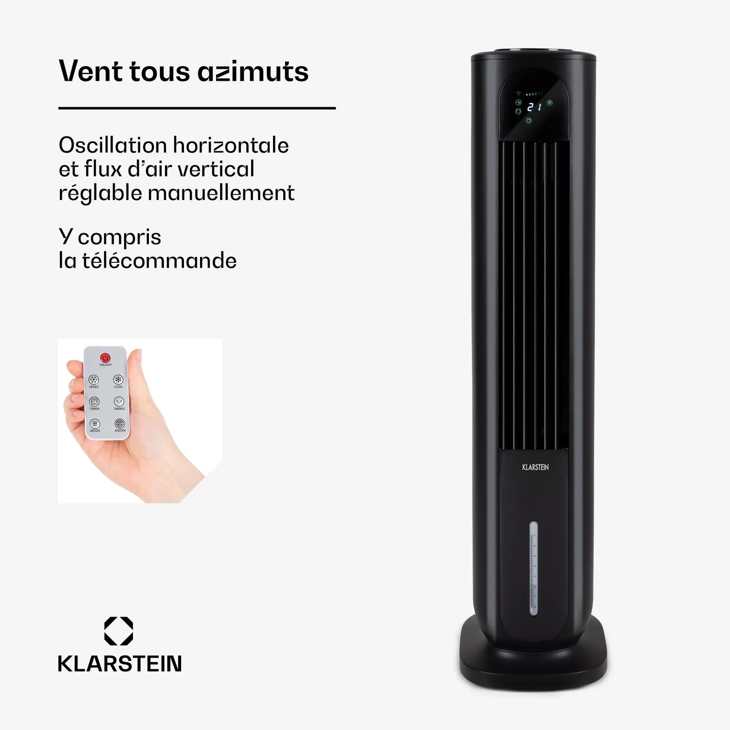 Klarstein rafraîchisseur d'air mobile 5-en-1 85W 7L