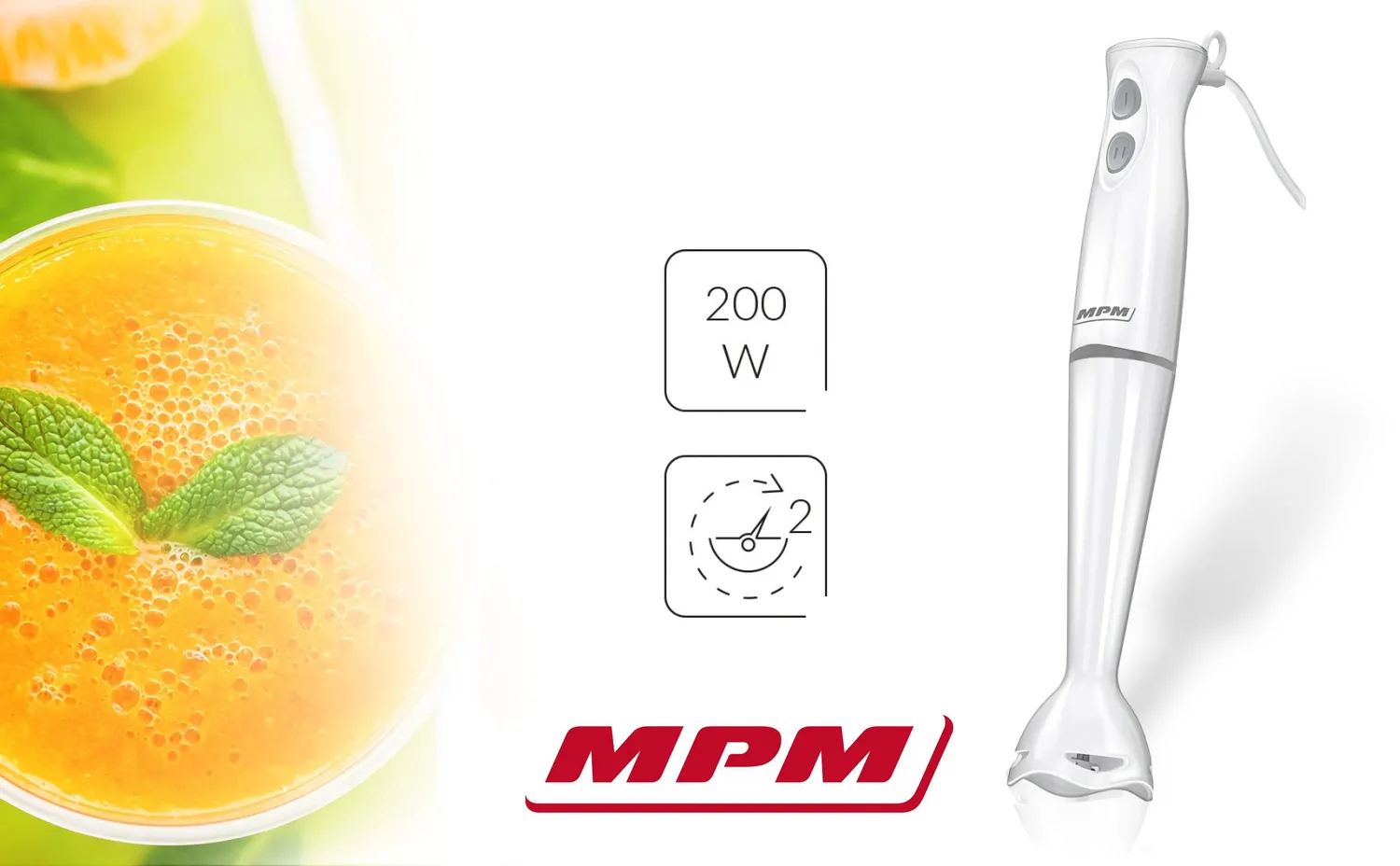 MPM MBL-18 mixeur plongeant 200 W blanc 2 vitesses