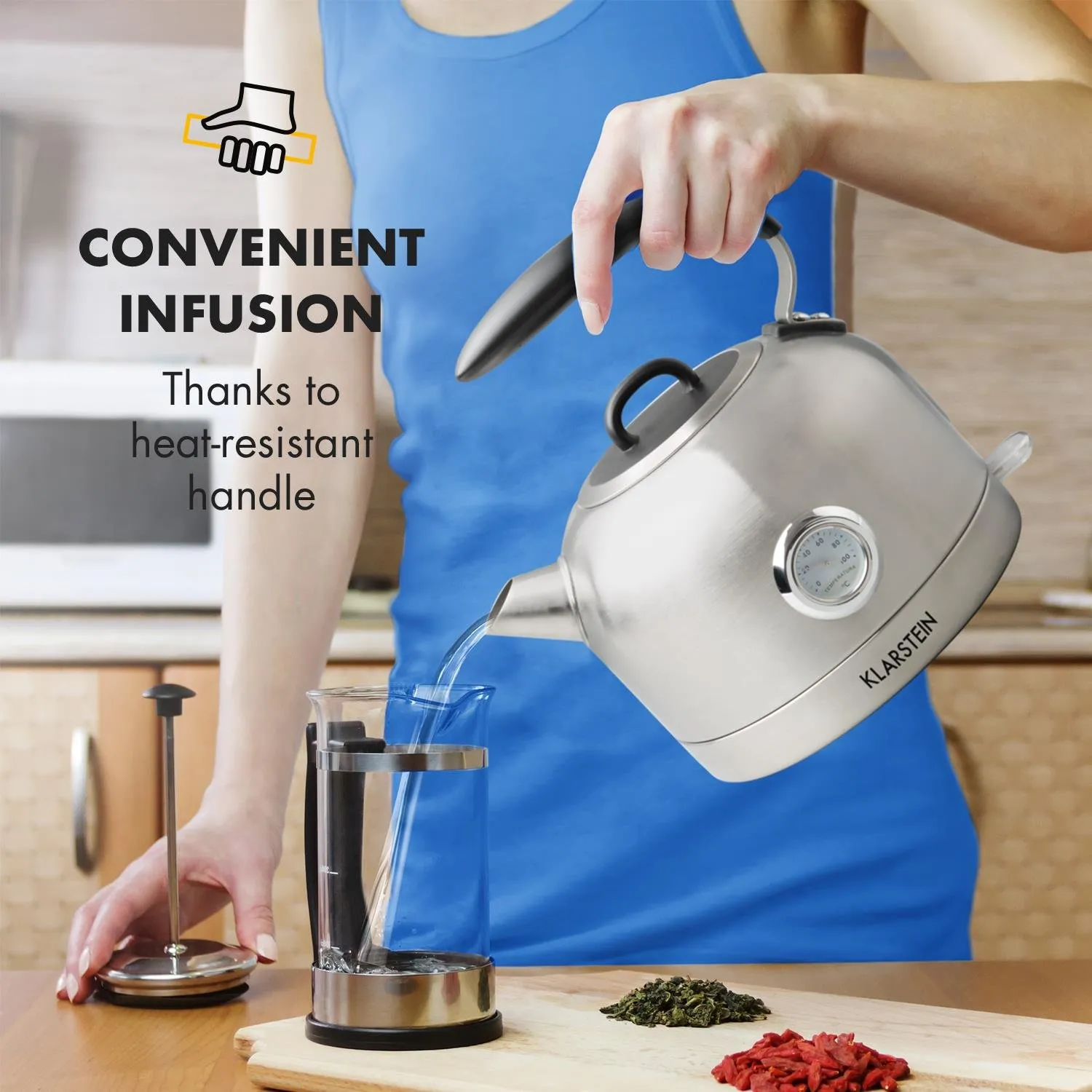 Klarstein Carlina bouilloire électrique rétro 1,7L inox