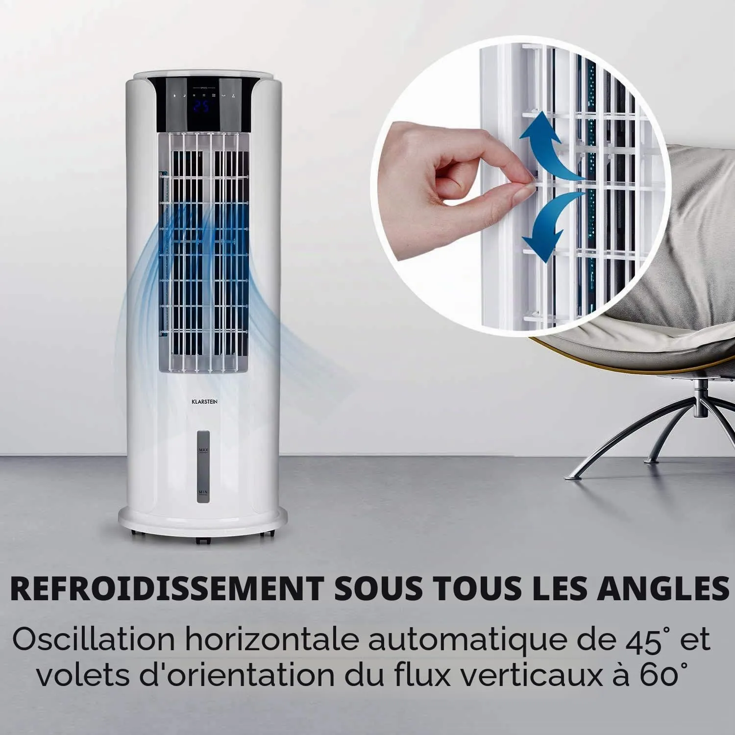 Klarstein Skyscraper Horizon rafraîchisseur d'air 3,5 L gris