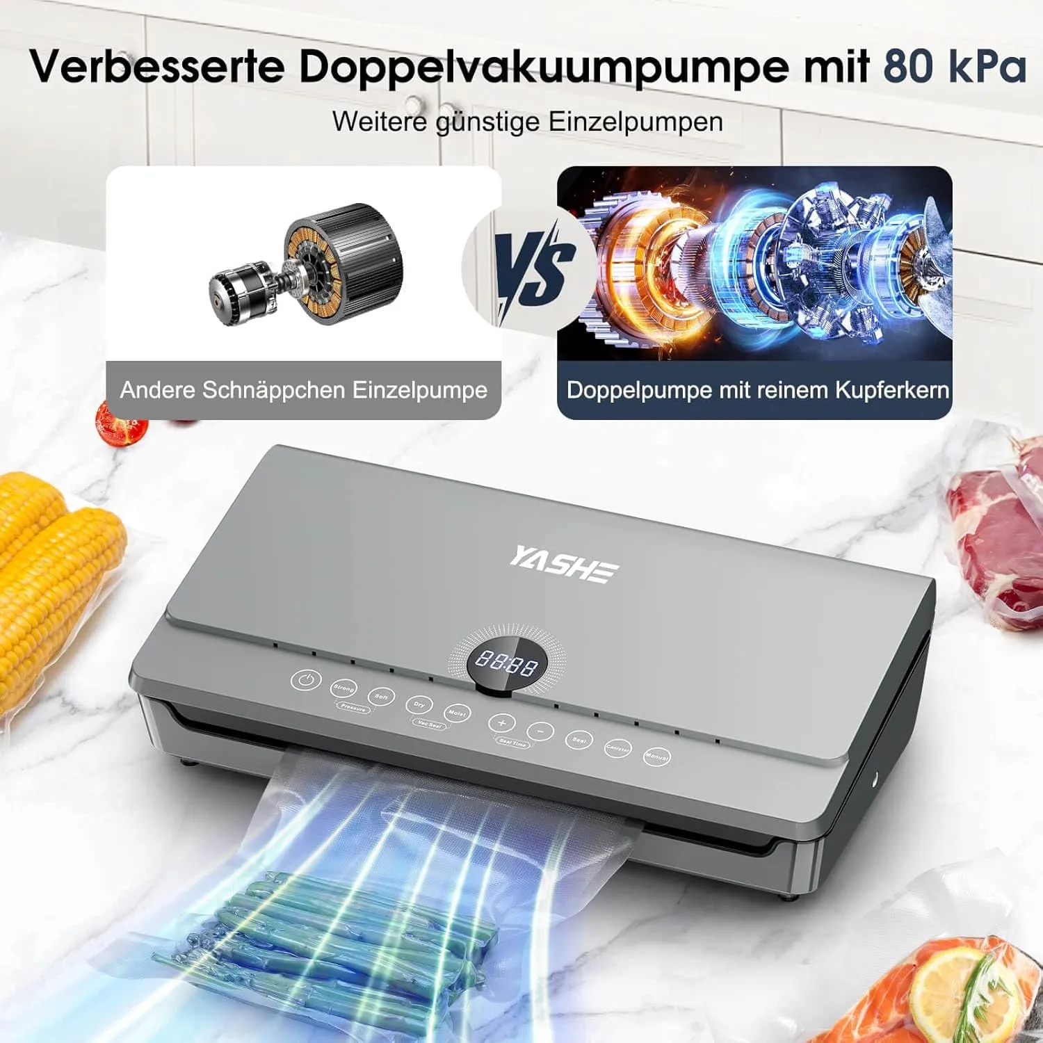 YASHE Machine Sous Vide 10 en 1 80 kPa Couvercle Magnétique