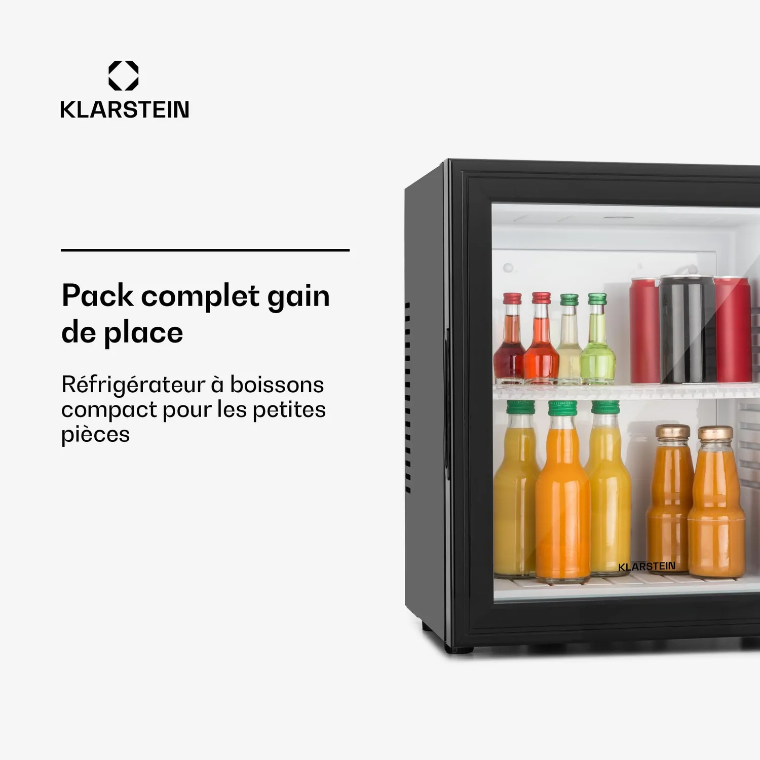 Klarstein Brooklyn Mini frigo 23L Noir Neo porte vitrée