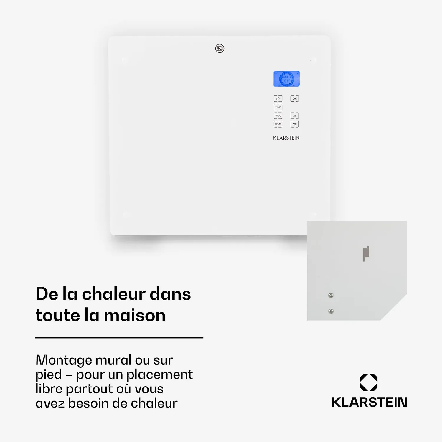 Klarstein convecteur électrique 1000W blanc 20m²