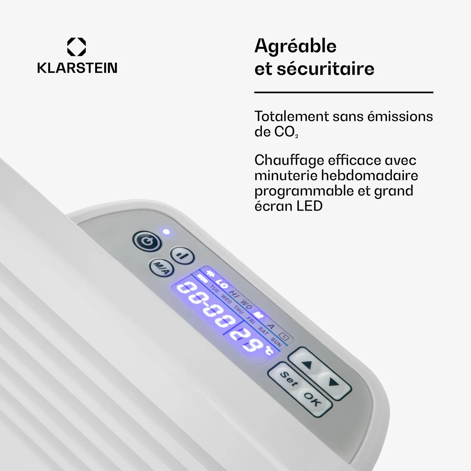 Klarstein Hot Spot Slimcurve convecteur 2000W blanc incurvé