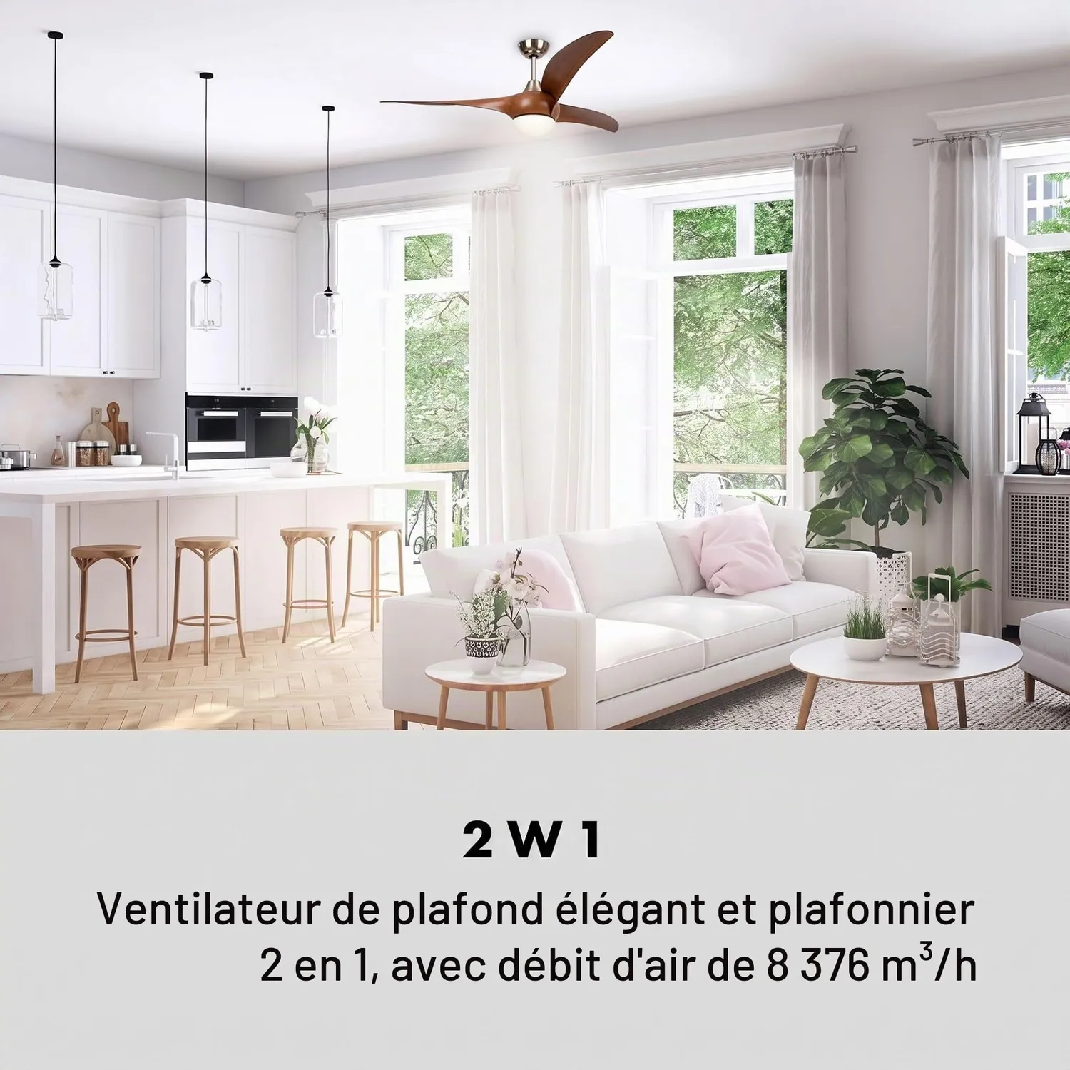 Klarstein Monteverde ventilateur plafond 132cm bois foncé luminaire