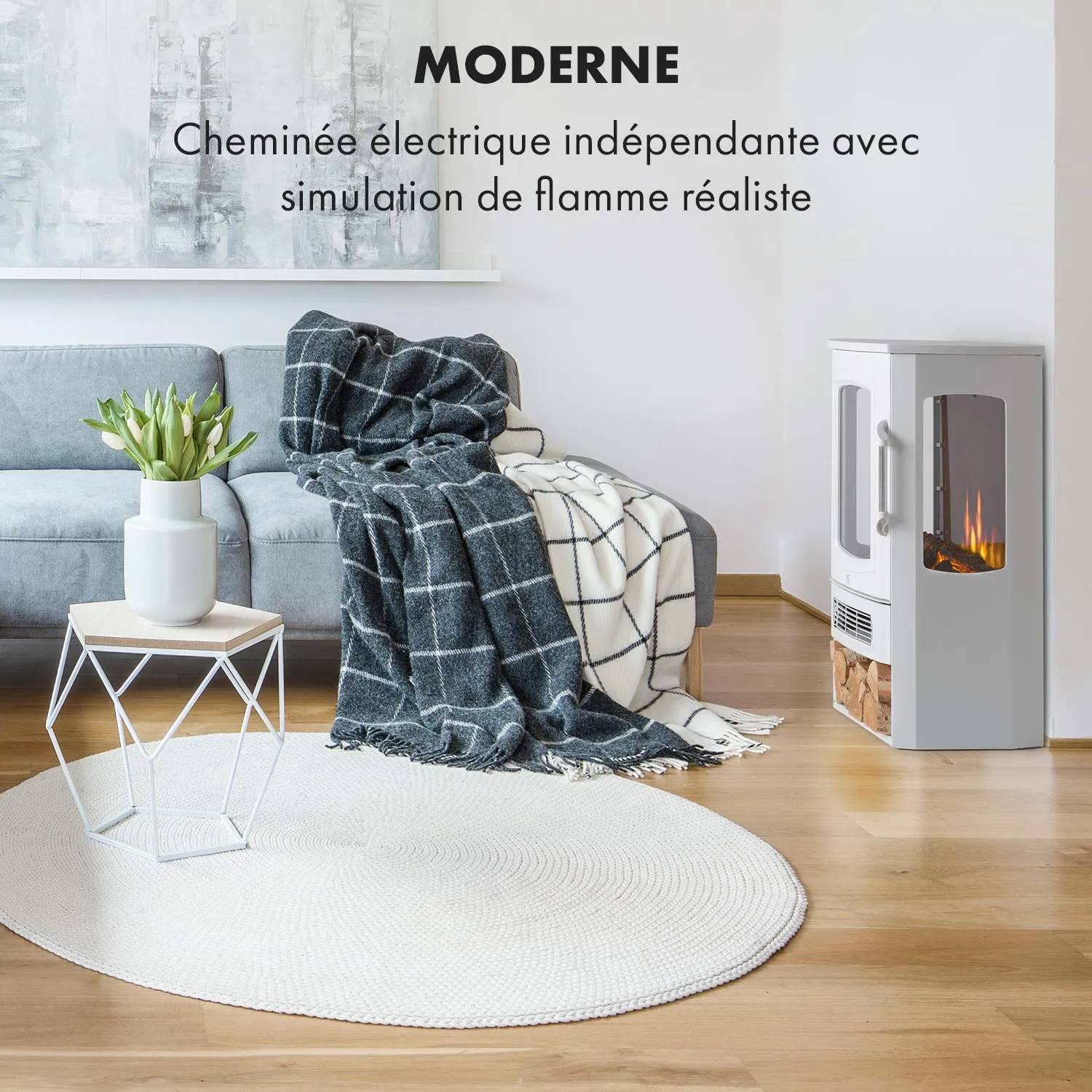 Klarstein Cheminée Électrique 2000W télécommande LED