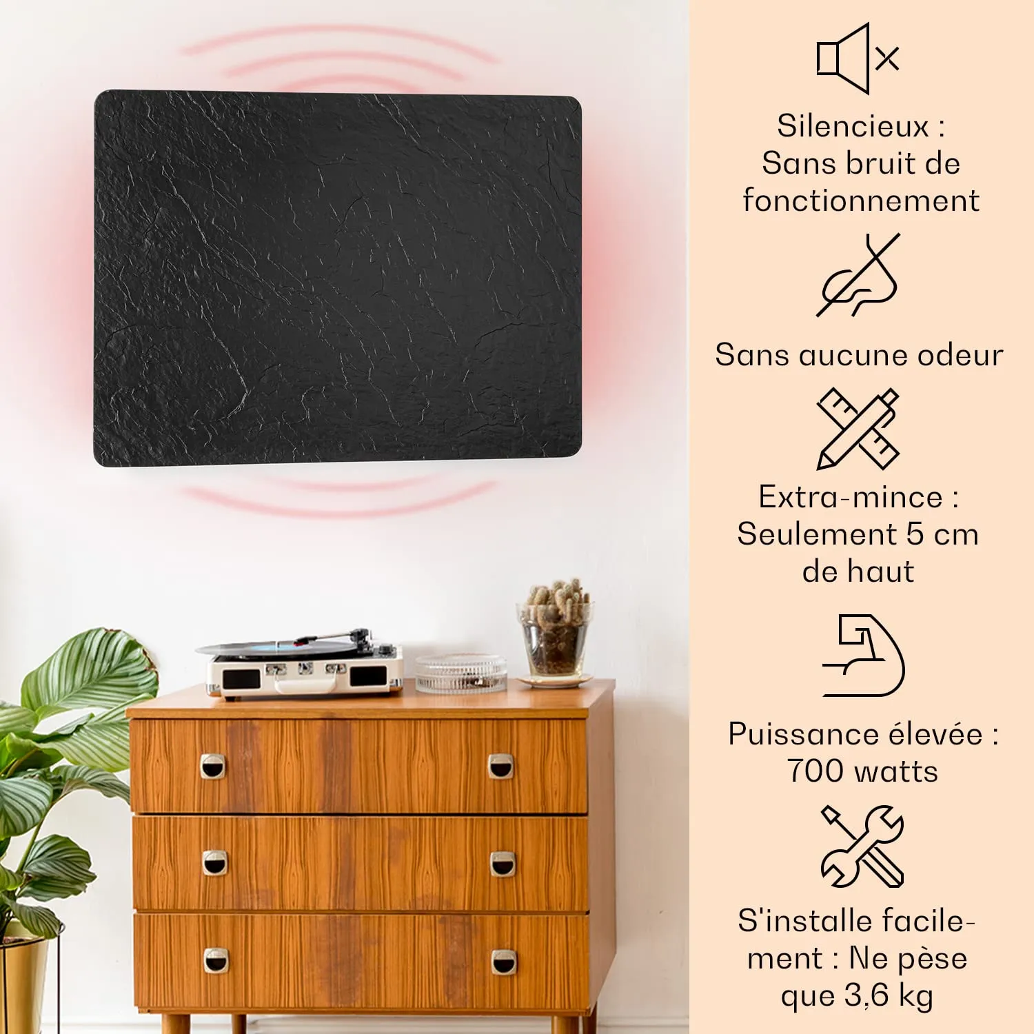 Klarstein Wonderwall radiateur infrarouge 550 W mural