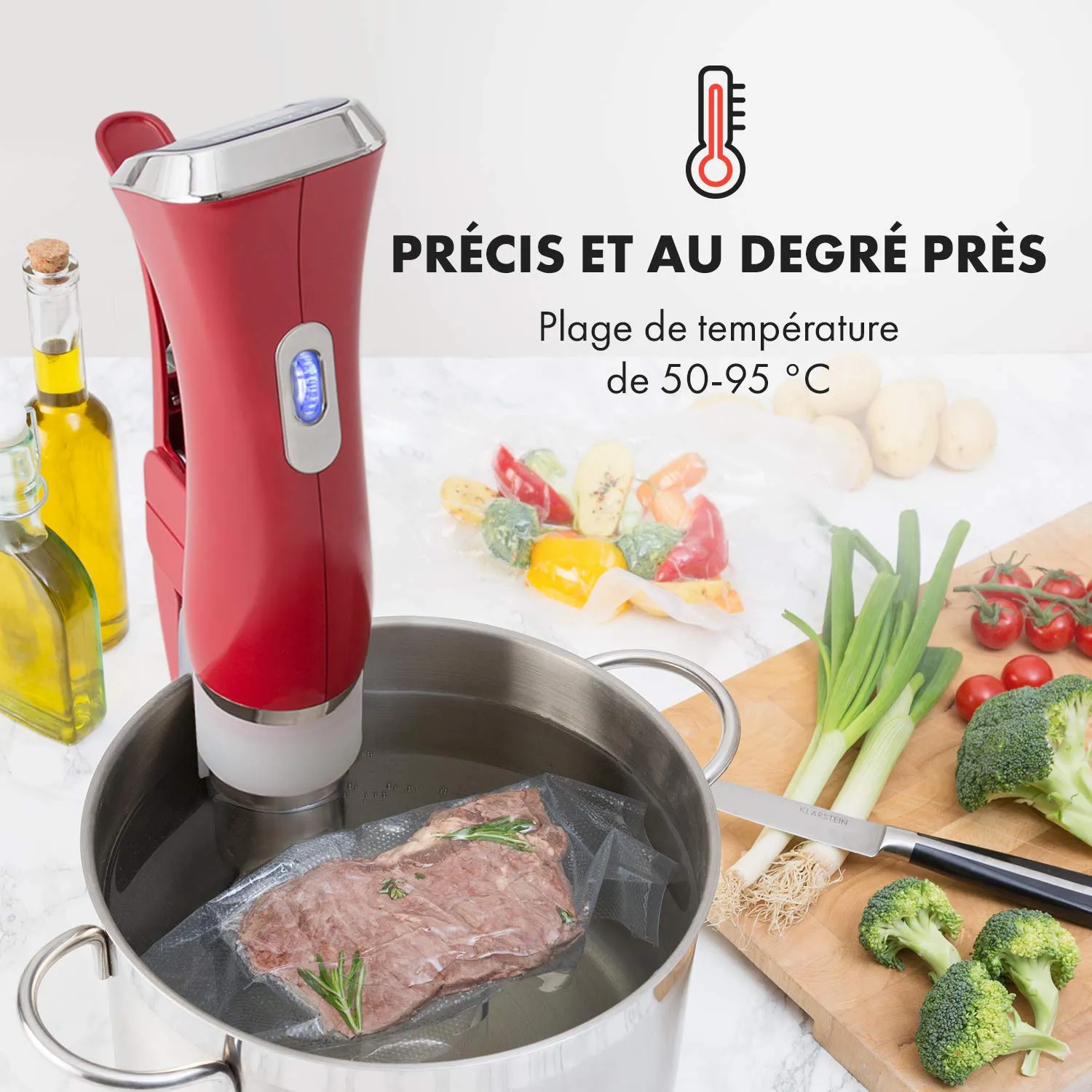 Klarstein Quickstick cuiseur sous vide 1300W rouge