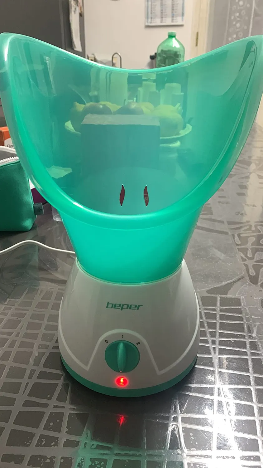 Beper 40.967N sauna facial vapeur blanc vert aromathérapie