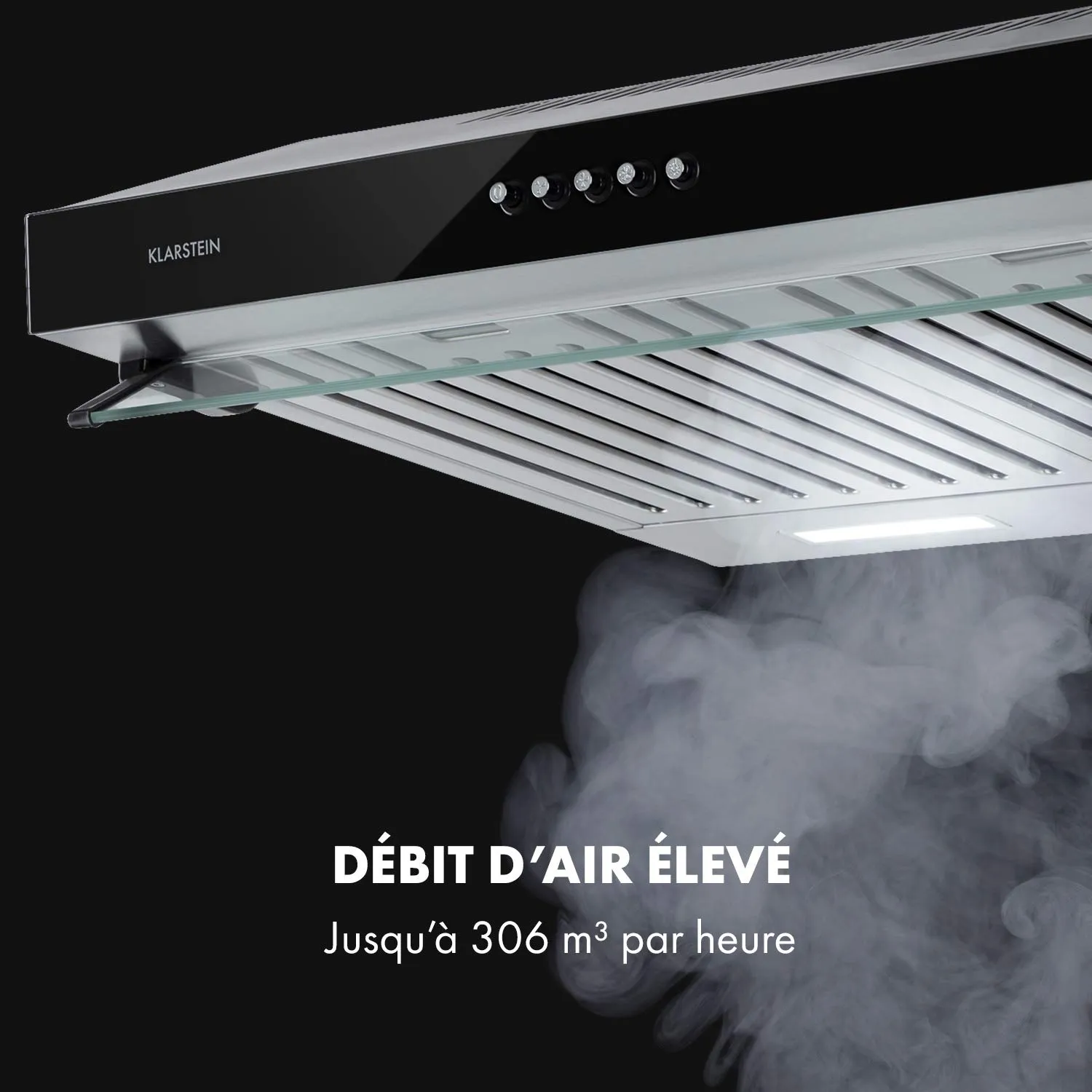 Klarstein Purista Hotte Aspirante 60 cm Noire Recirculation