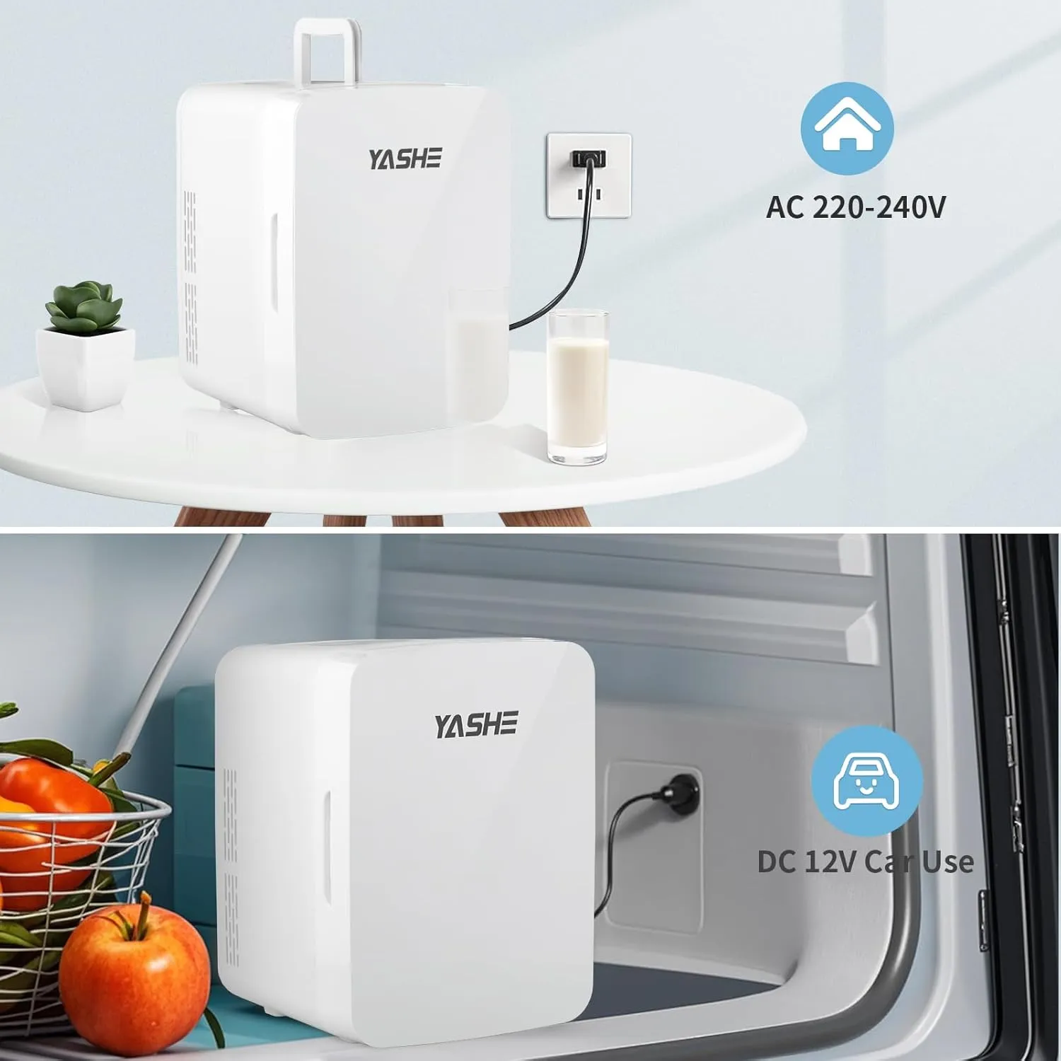 YASHE mini frigo 10 L blanc chaud froid 25 dB