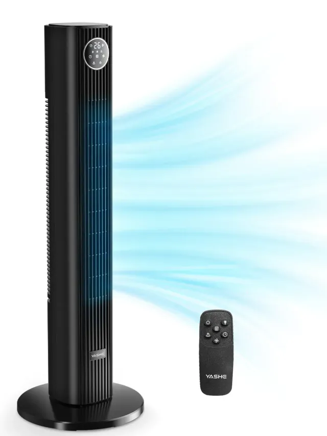 YASHE ventilateur tour oscillant 81cm noir télécommande