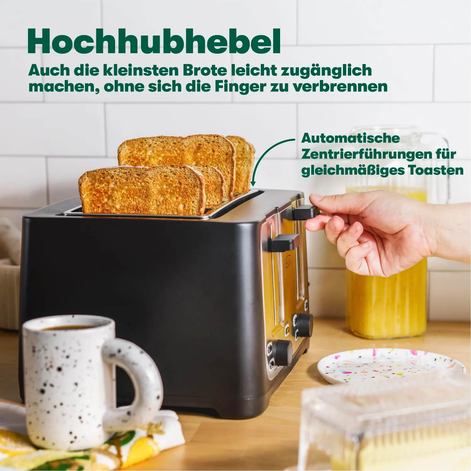 bella grille-pain 4 tranches inox noir fentes extra-larges
