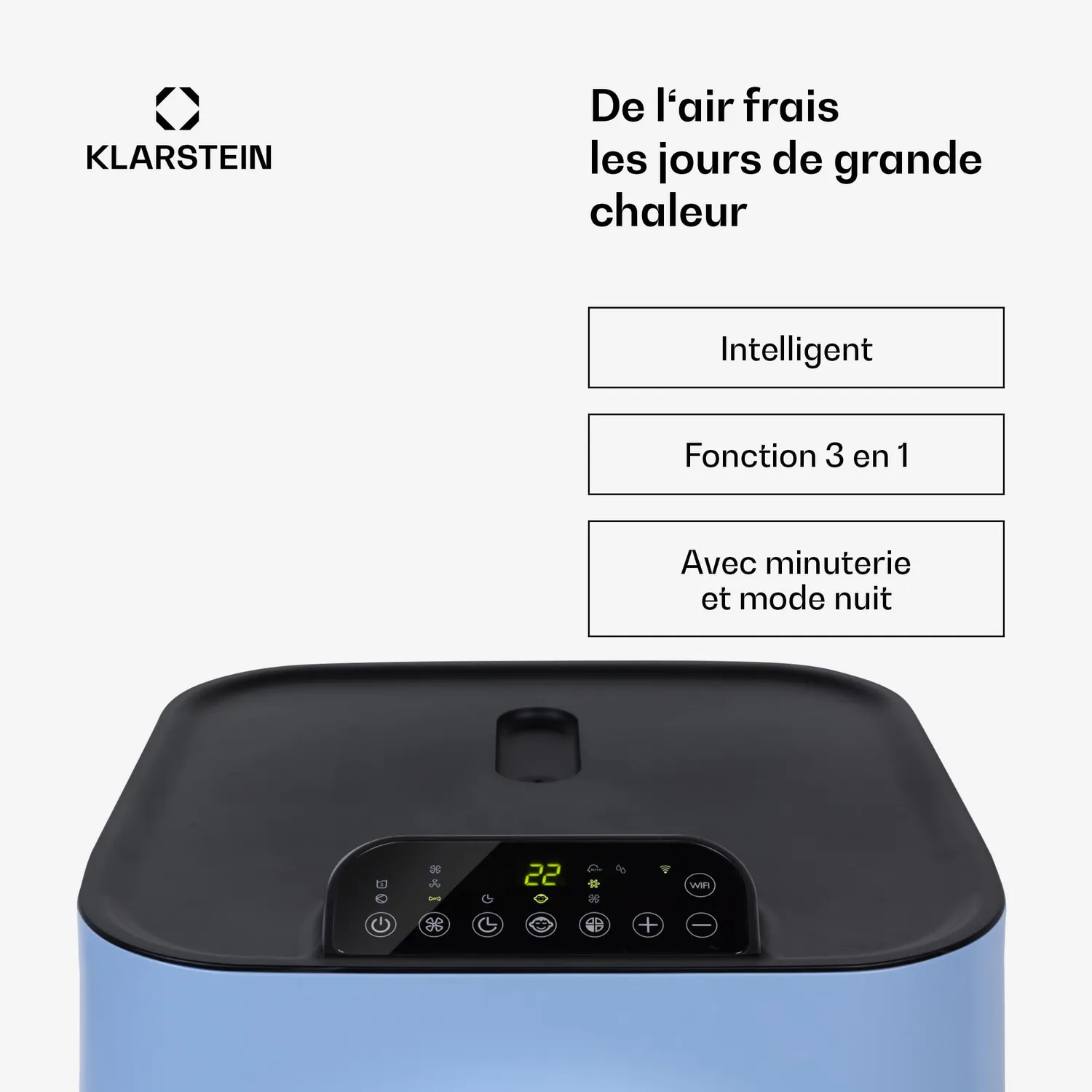Klarstein Kraftwerk Smart climatiseur mobile bleu moyen 10000 BTU