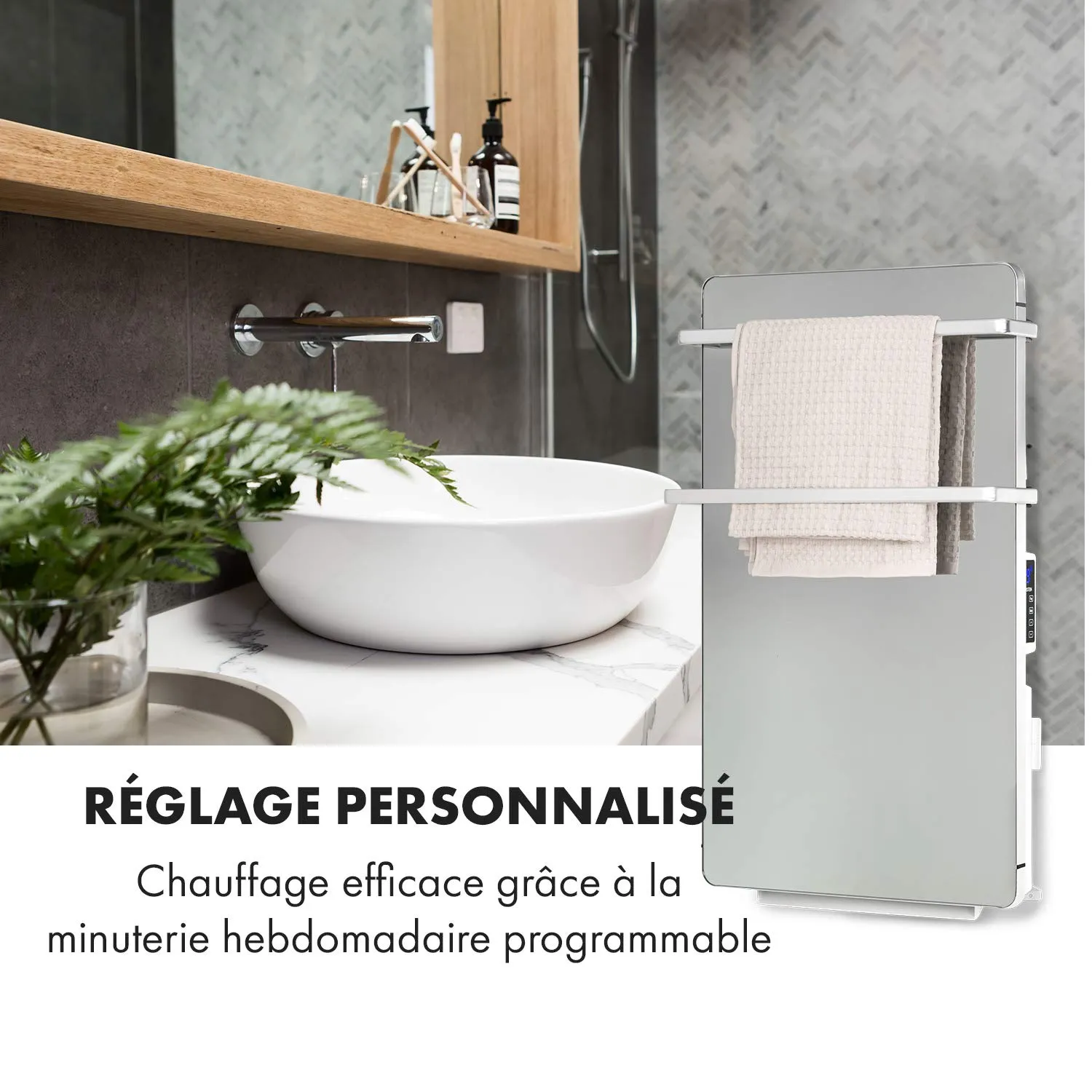Klarstein Hot Spot Crystal Flow radiateur miroir 2000 W