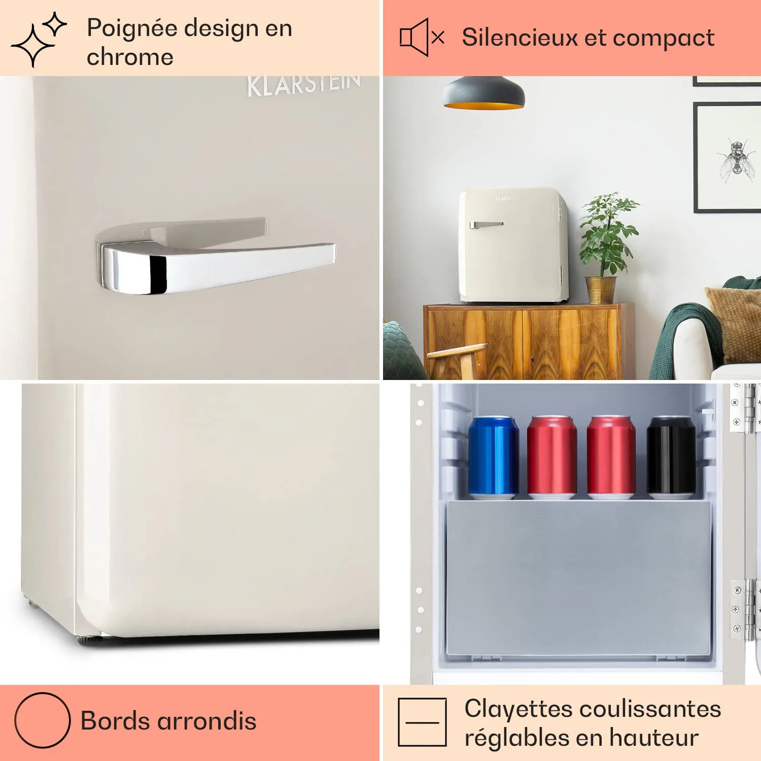 Klarstein Mini Frigo réfrigérateur 32 L avec congélateur