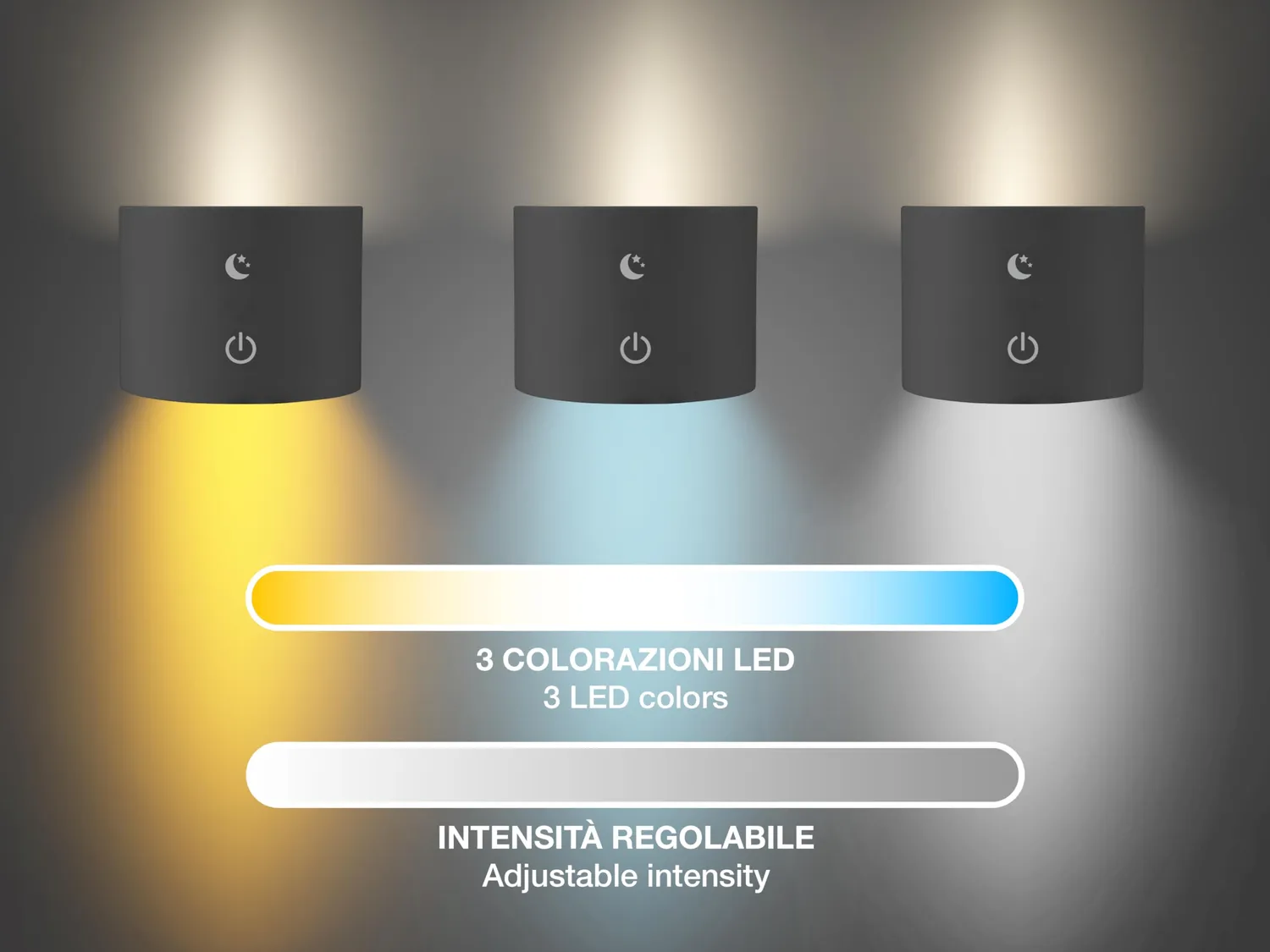 Beper P201UTP306 Lumì lampe rechargeable noire tactile 3 couleurs