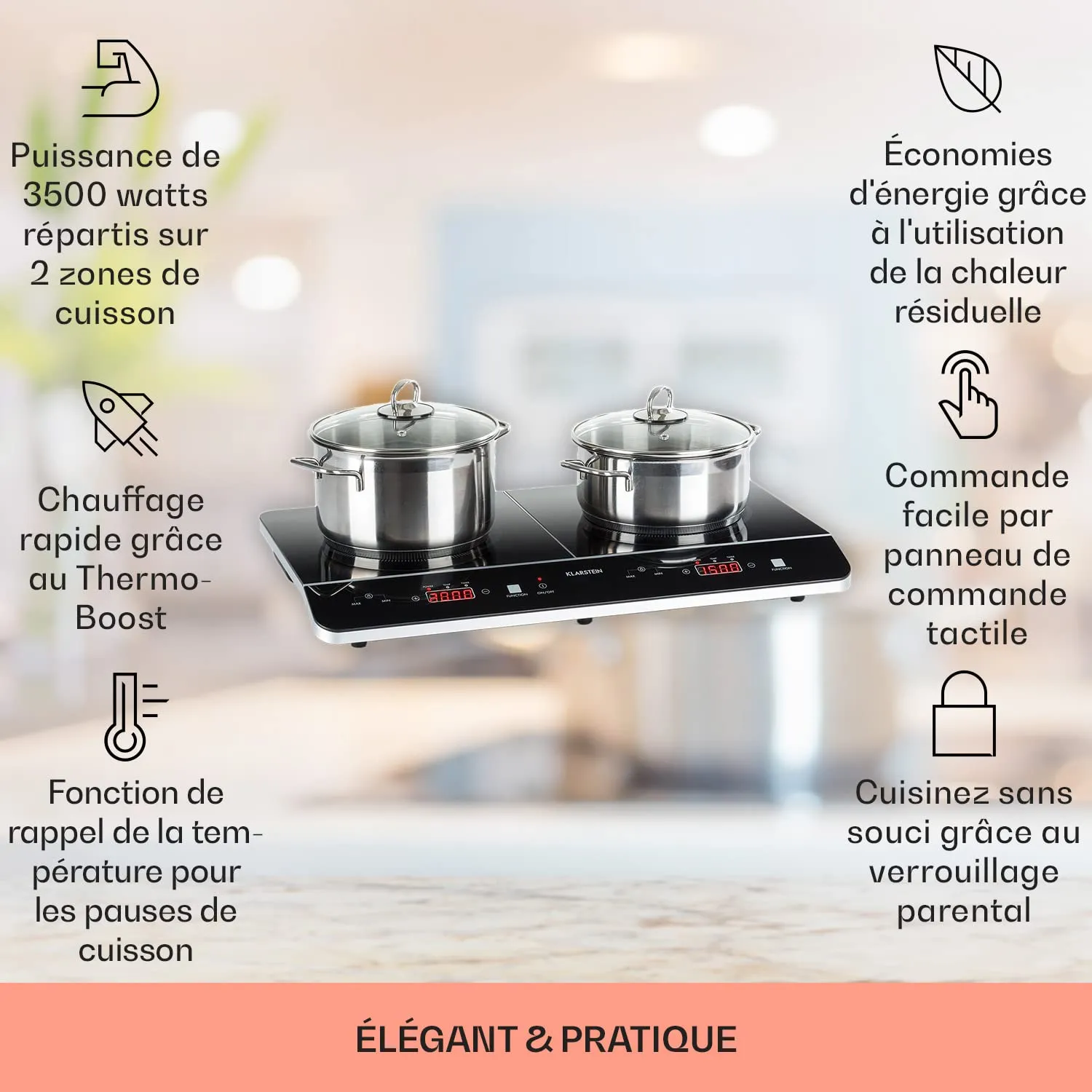 Klarstein VariCook Neo plaque induction 3500 W 2 feux