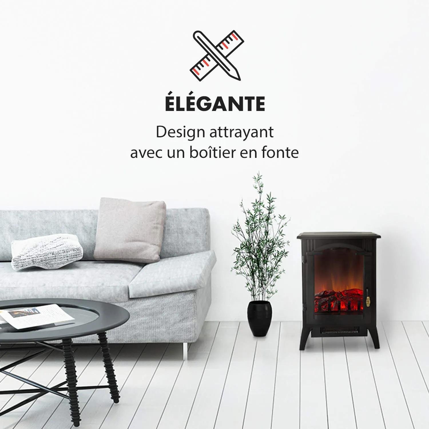 Klarstein Graz cheminée électrique noire 2000 W