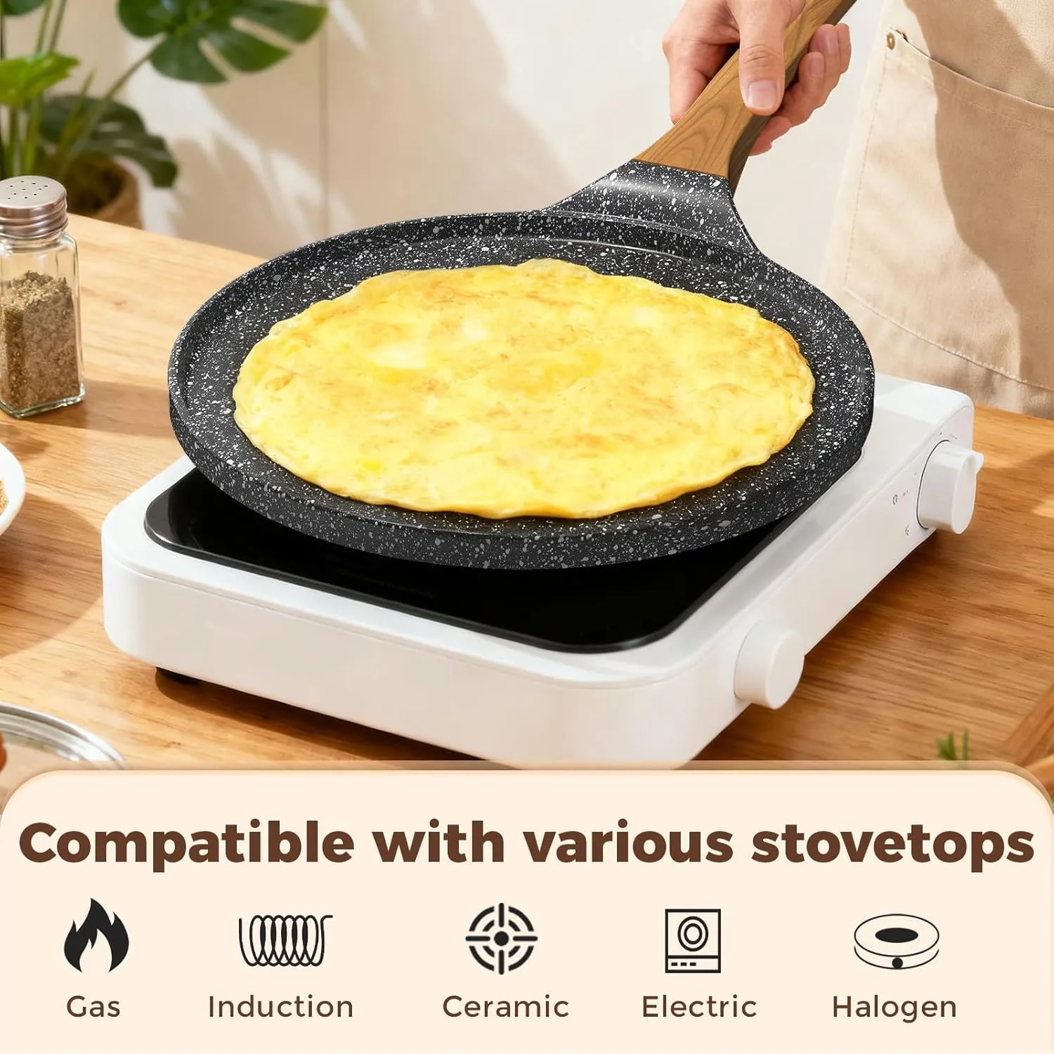 YASHE Crêpière 26 cm poêle à crêpes induction antiadhésive