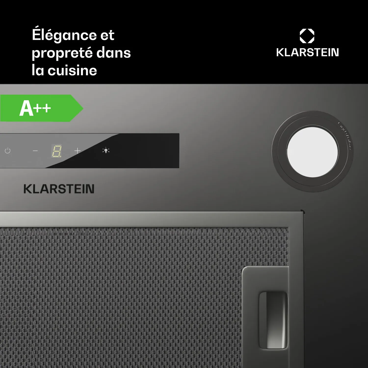Klarstein hotte encastrable 52 cm inox 439 m³/h tactile