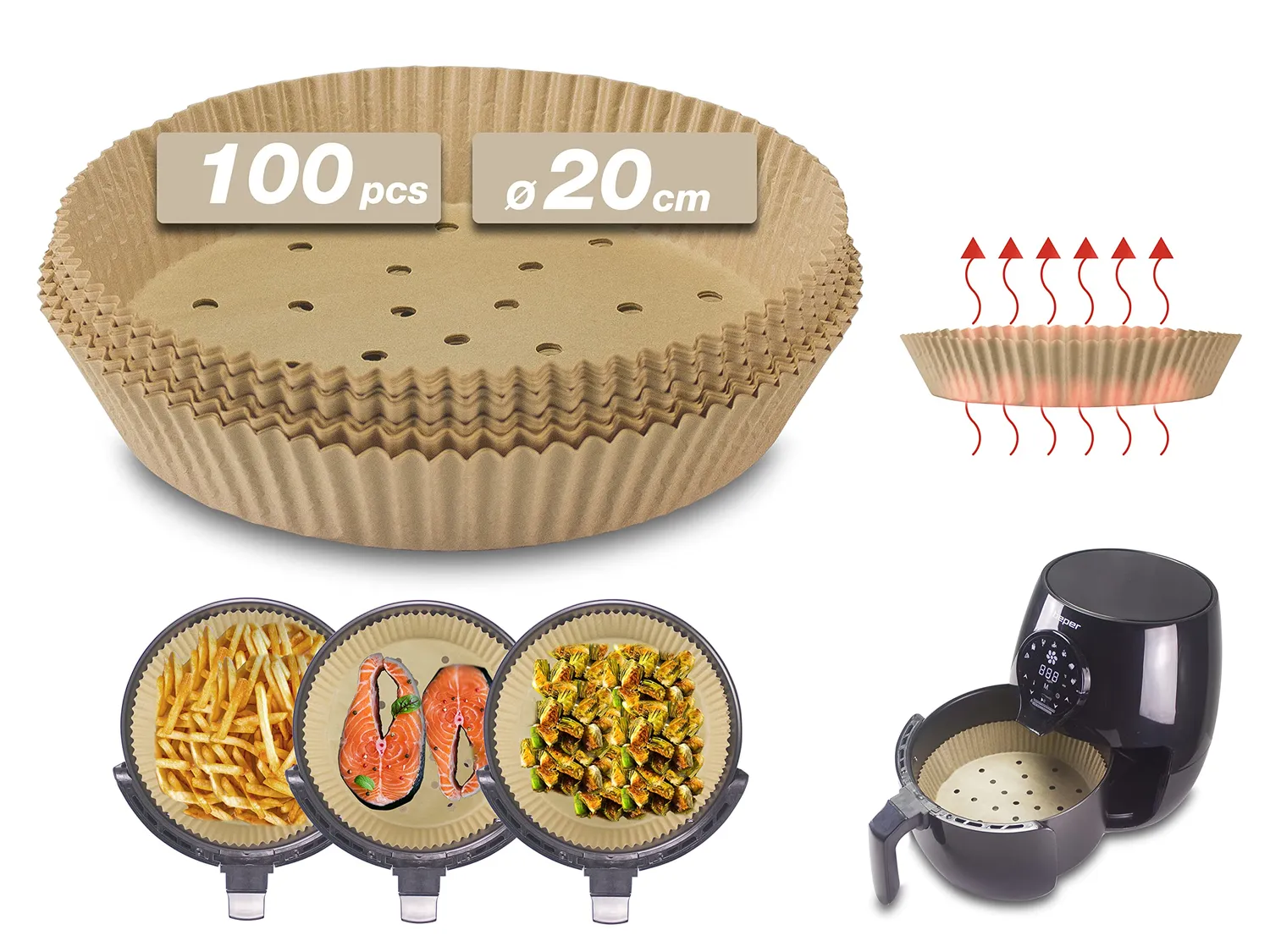 Beper C103ACC003 papier cuisson friteuse carré 20x20 50 pcs