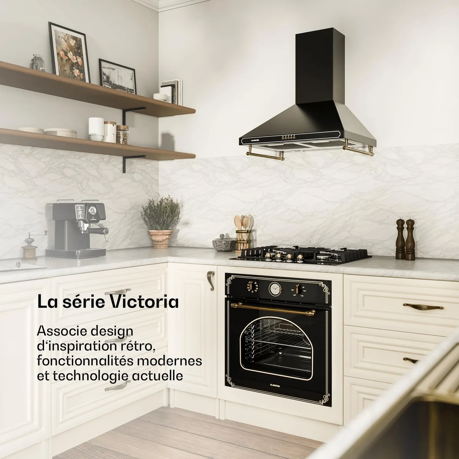 Klarstein Victoria table cuisson gaz 4 feux noir verre