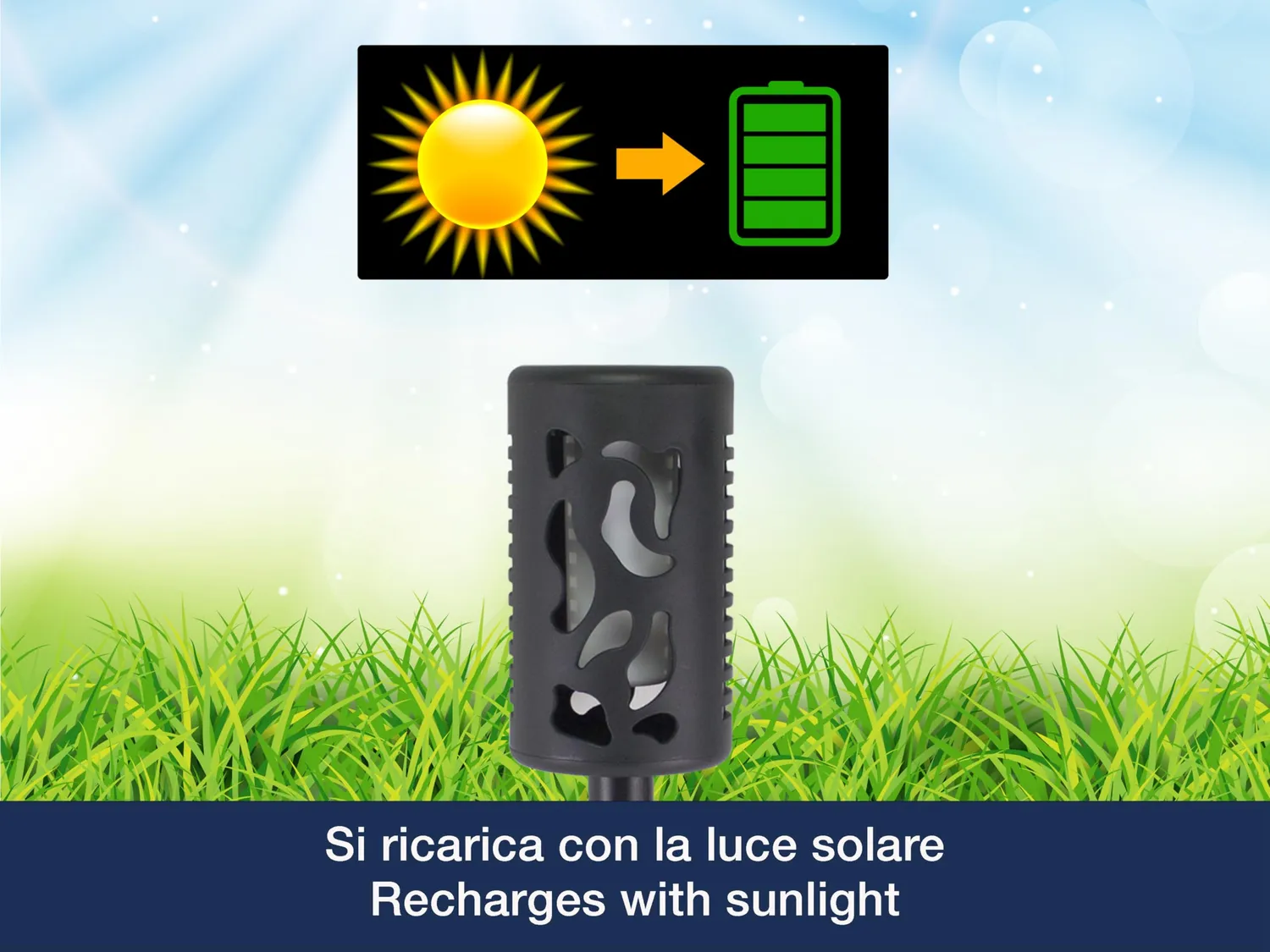 Beper P207ILO101 Lampe Solaire LED Effet Flamme 12 LED