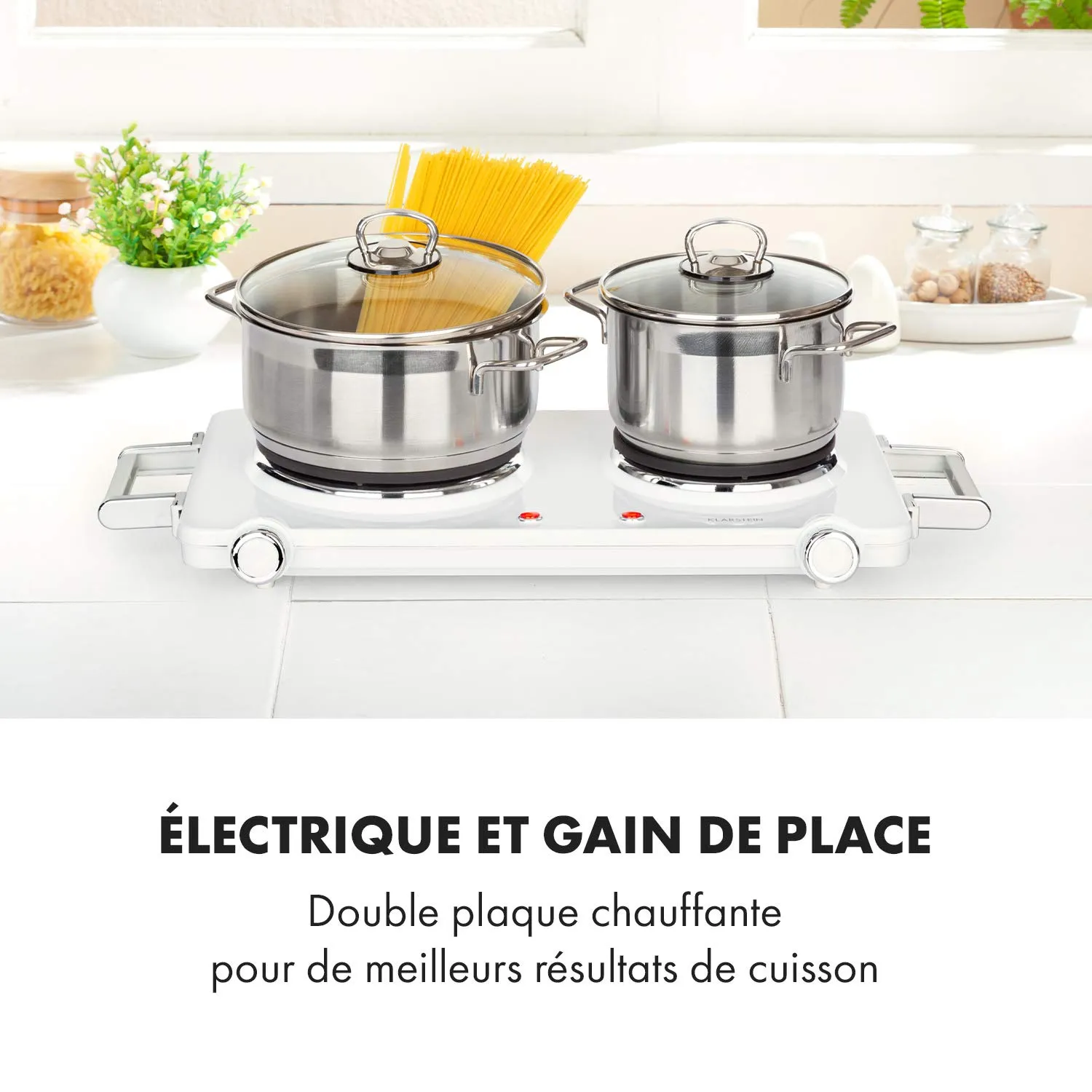 Klarstein Cookorama plaque de cuisson électrique double blanche