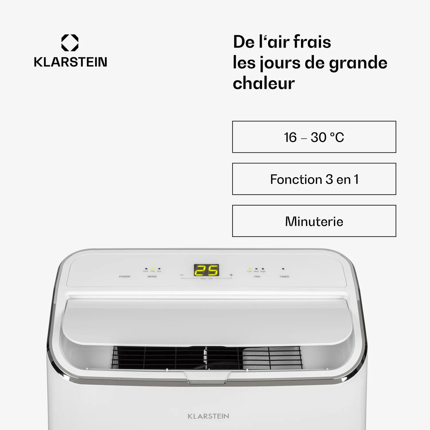 Klarstein climatiseur mobile 12000 BTU 3-en-1 télécommande