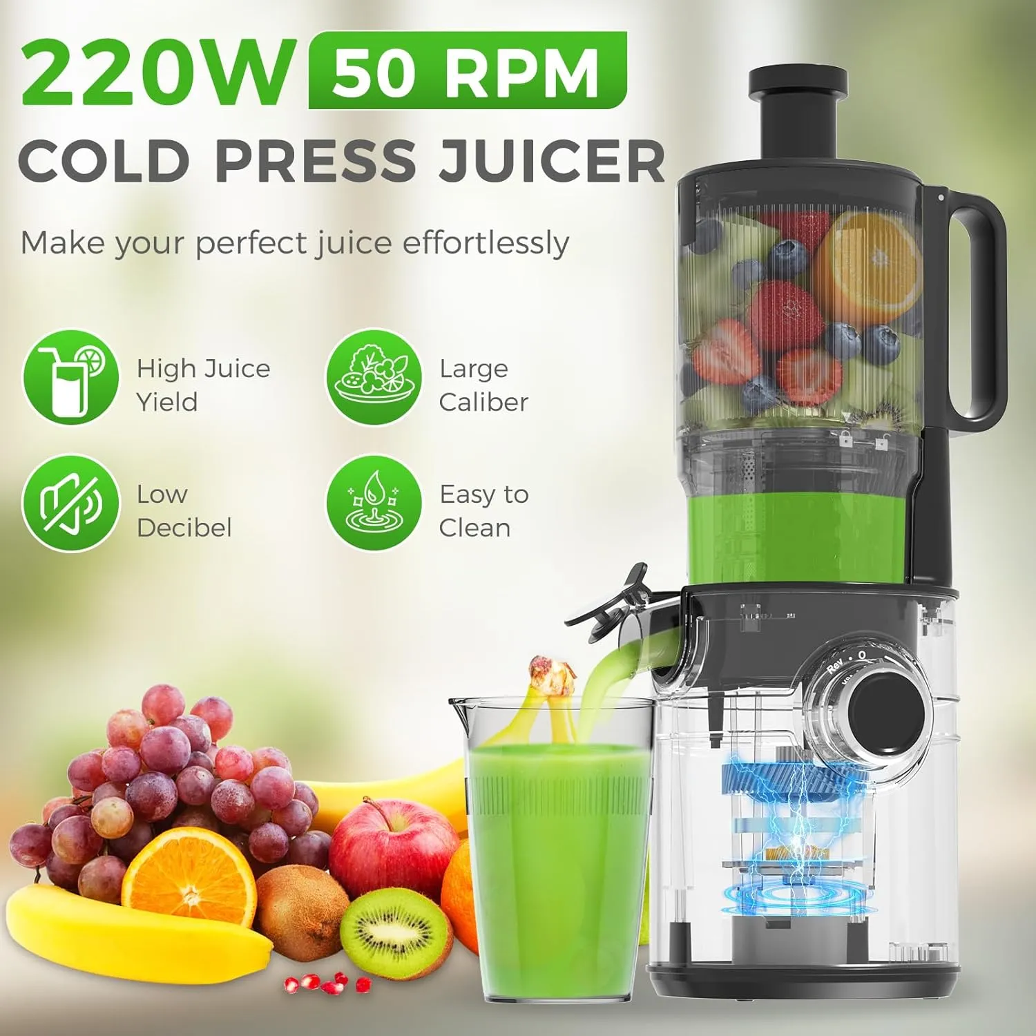 YASHE Extracteur de Jus 200W goulotte 12,7 cm