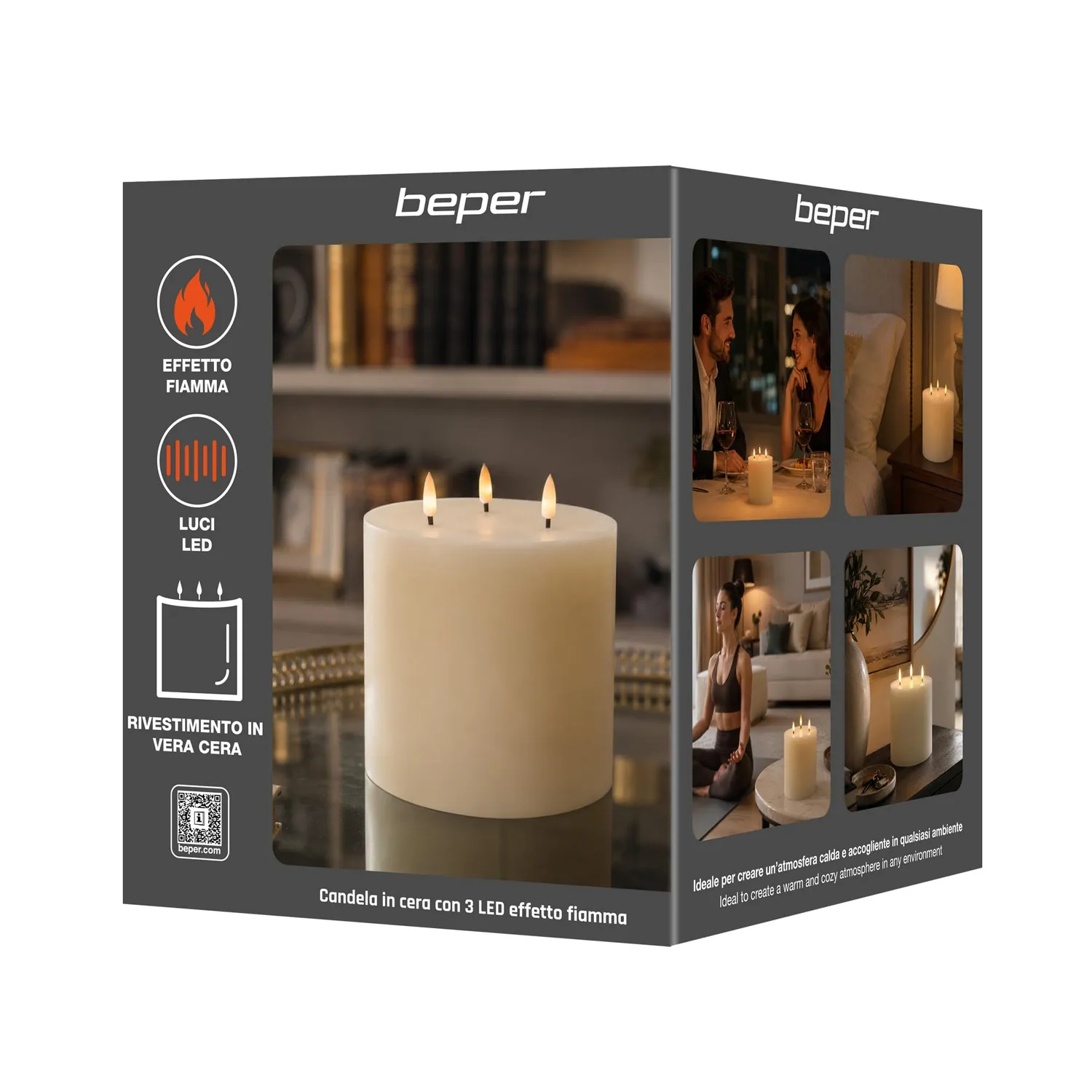 Beper P207ILI600 TRIA bougie LED cire véritable 3 LED