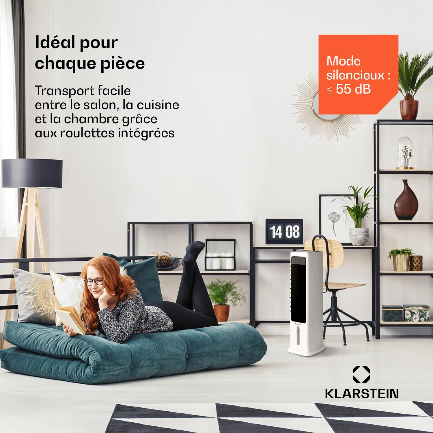 Klarstein Skytower 360° Smart rafraîchisseur blanc 6L 55dB