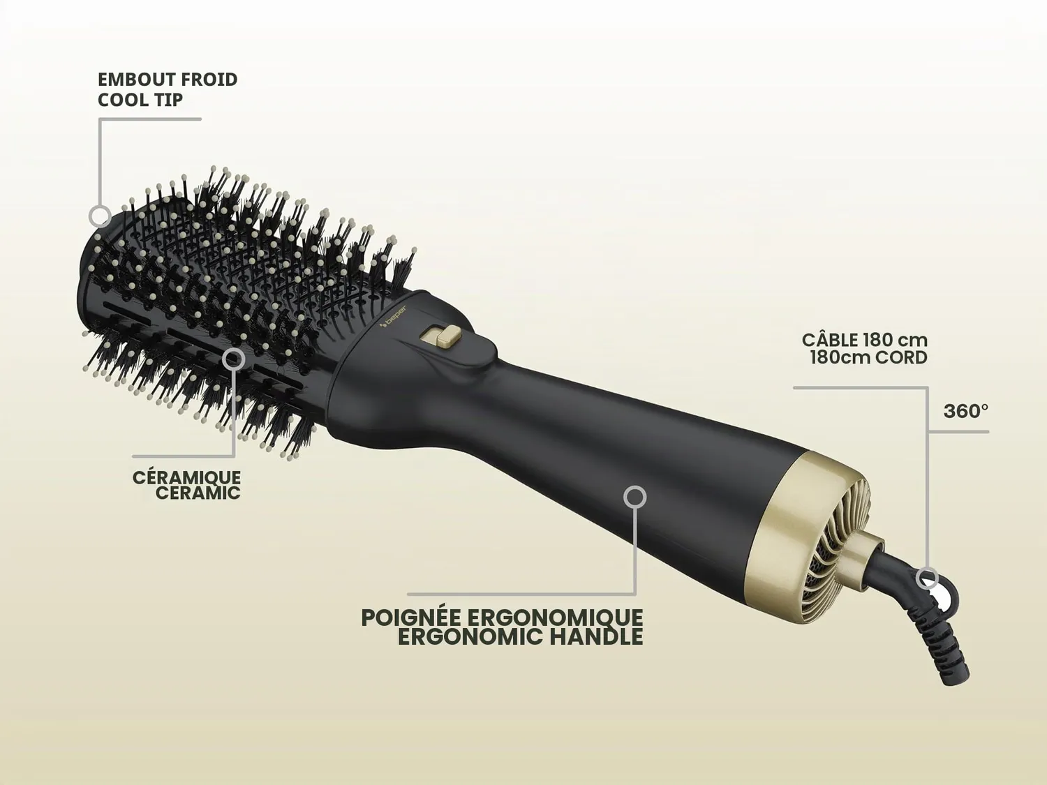 Beper P301PIS100 brosse soufflante 1300 W ionique
