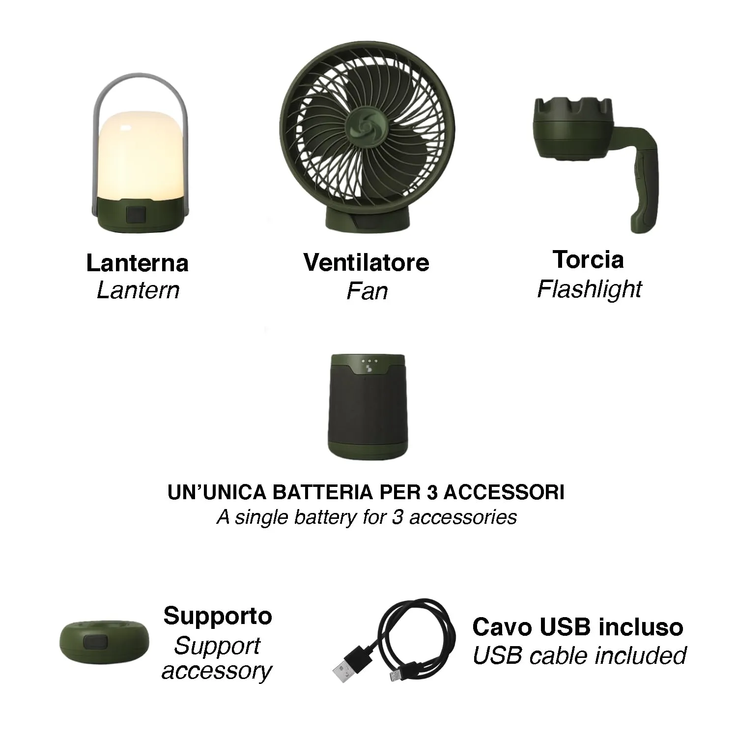 Beper P207ILO900 kit camping 3-en-1 ventilateur lampe lanterne