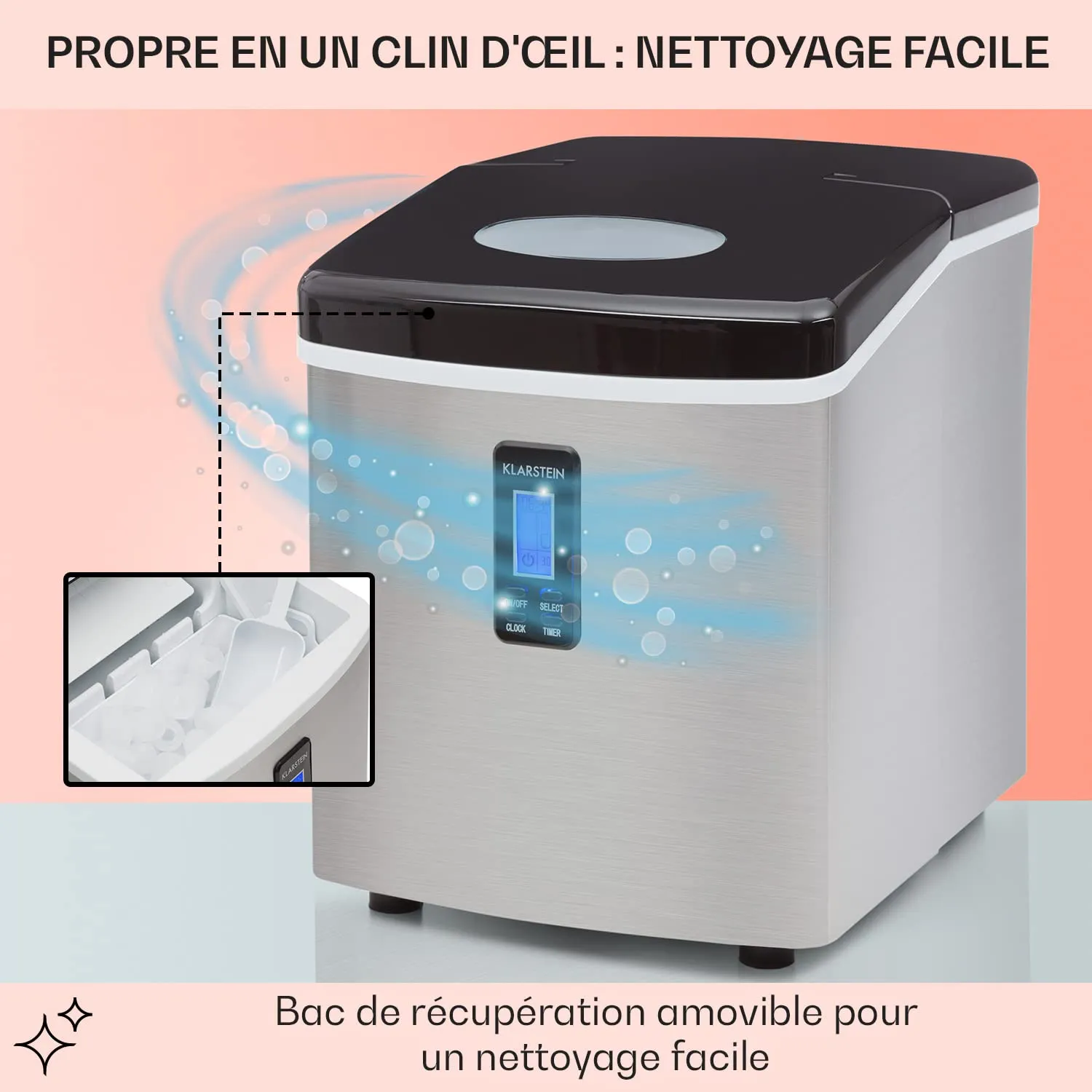 Klarstein Mr Black-Frost machine à glaçons 15 kg noir