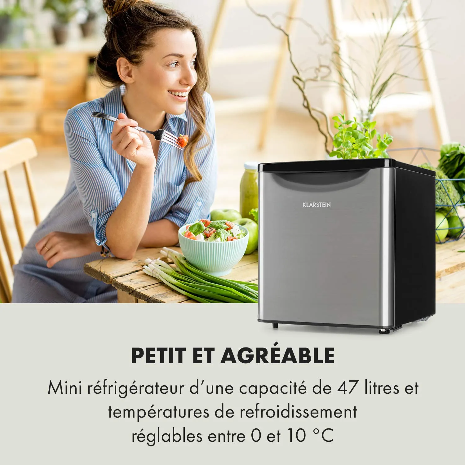 Klarstein Yummy réfrigérateur 45 L argenté 42 dB
