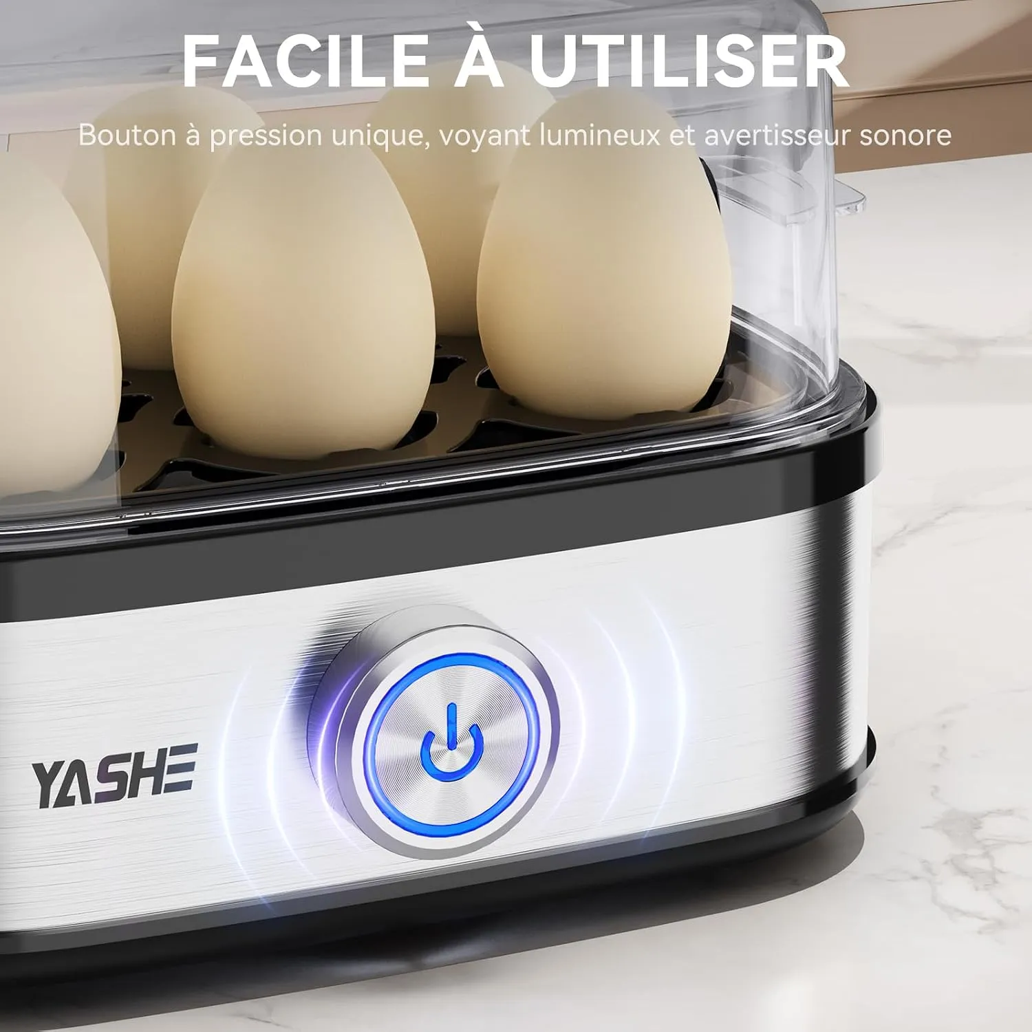 YASHE Cuiseur à Œufs Compact 400W 6 Œufs