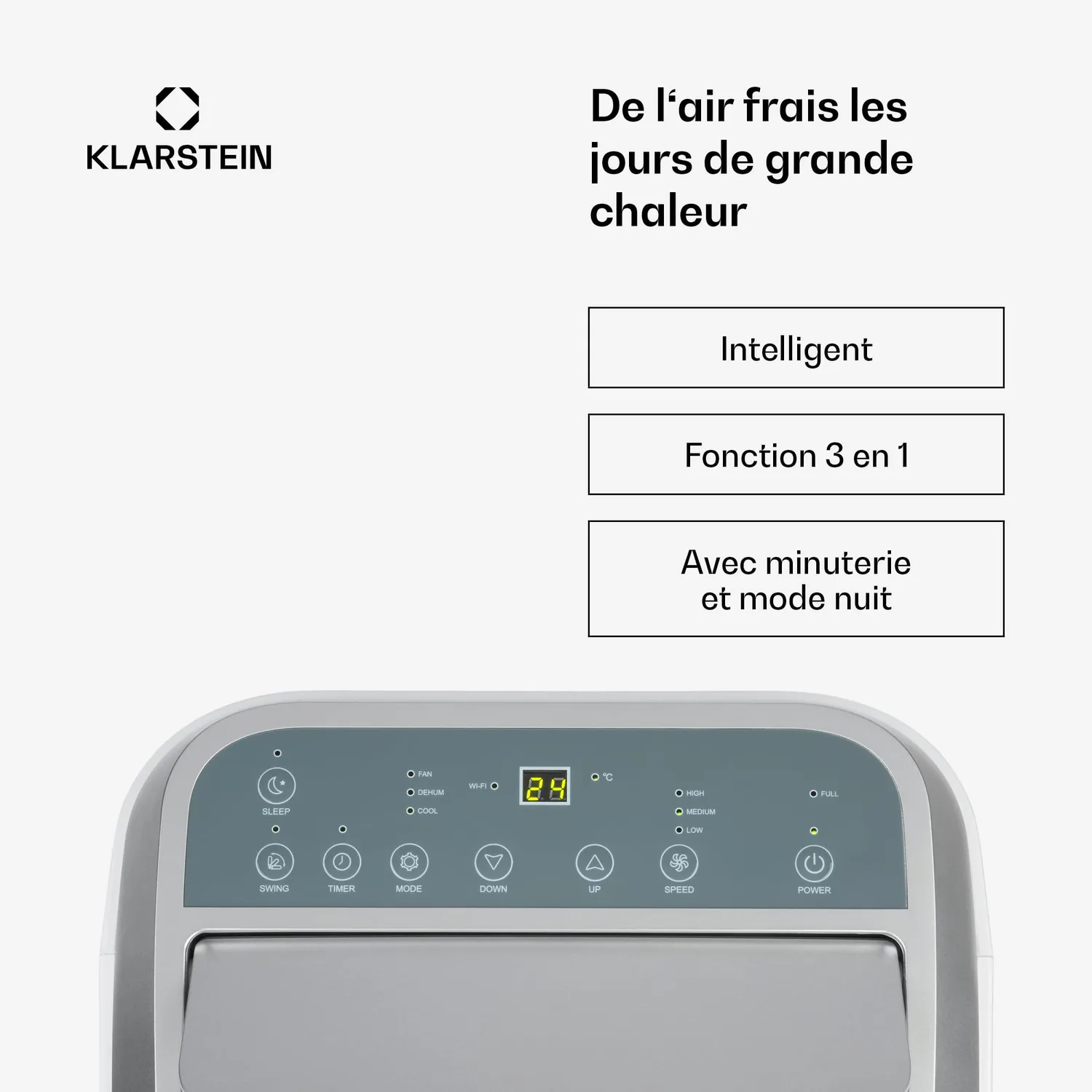 Klarstein climatiseur mobile 12000 BTU 4-en-1 silencieux