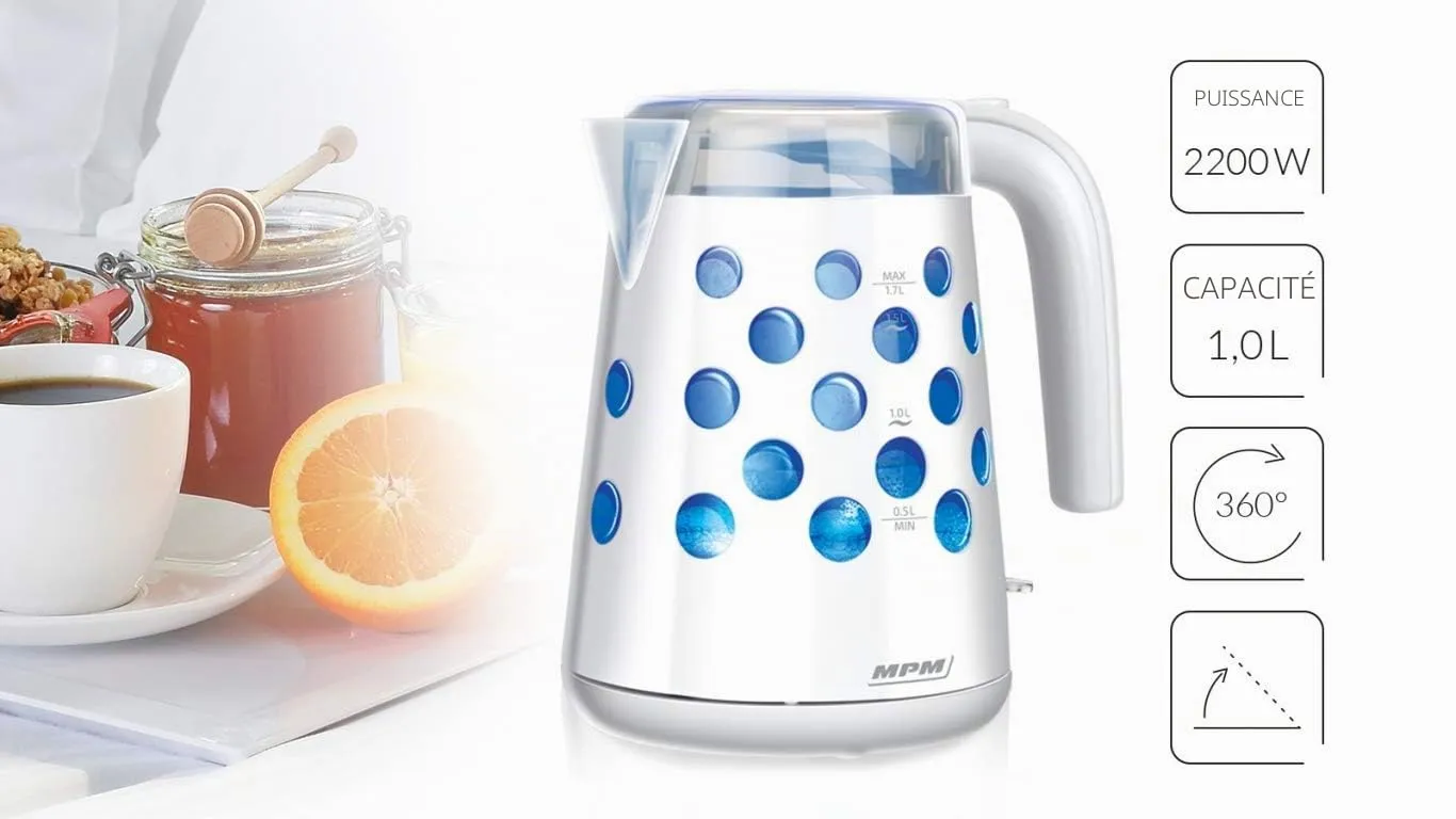 MPM MCZ-86 bouilloire 1,7 L blanche 2200 W