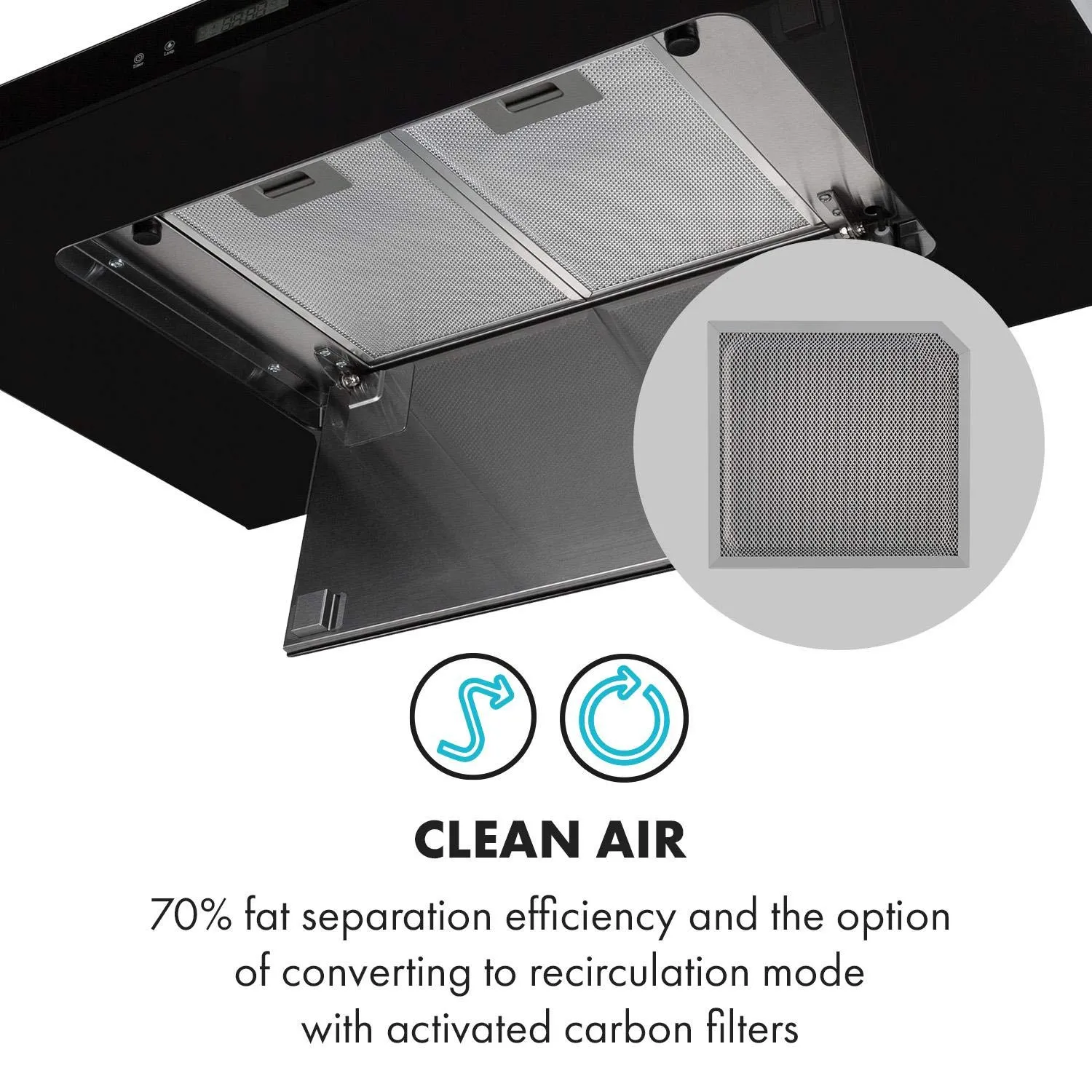 Klarstein Valeria Brilliant Edition hotte ilot noir 90 cm