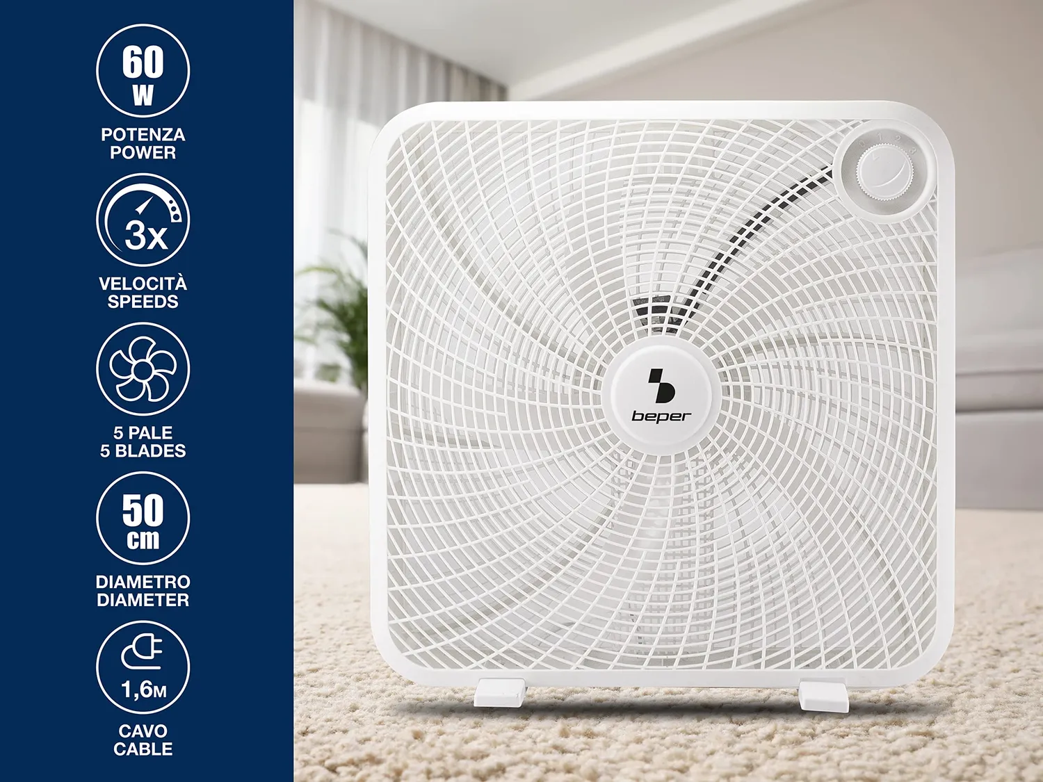 Beper P206VEN550 ventilateur caisson 50 cm 5 pales 3 vitesses